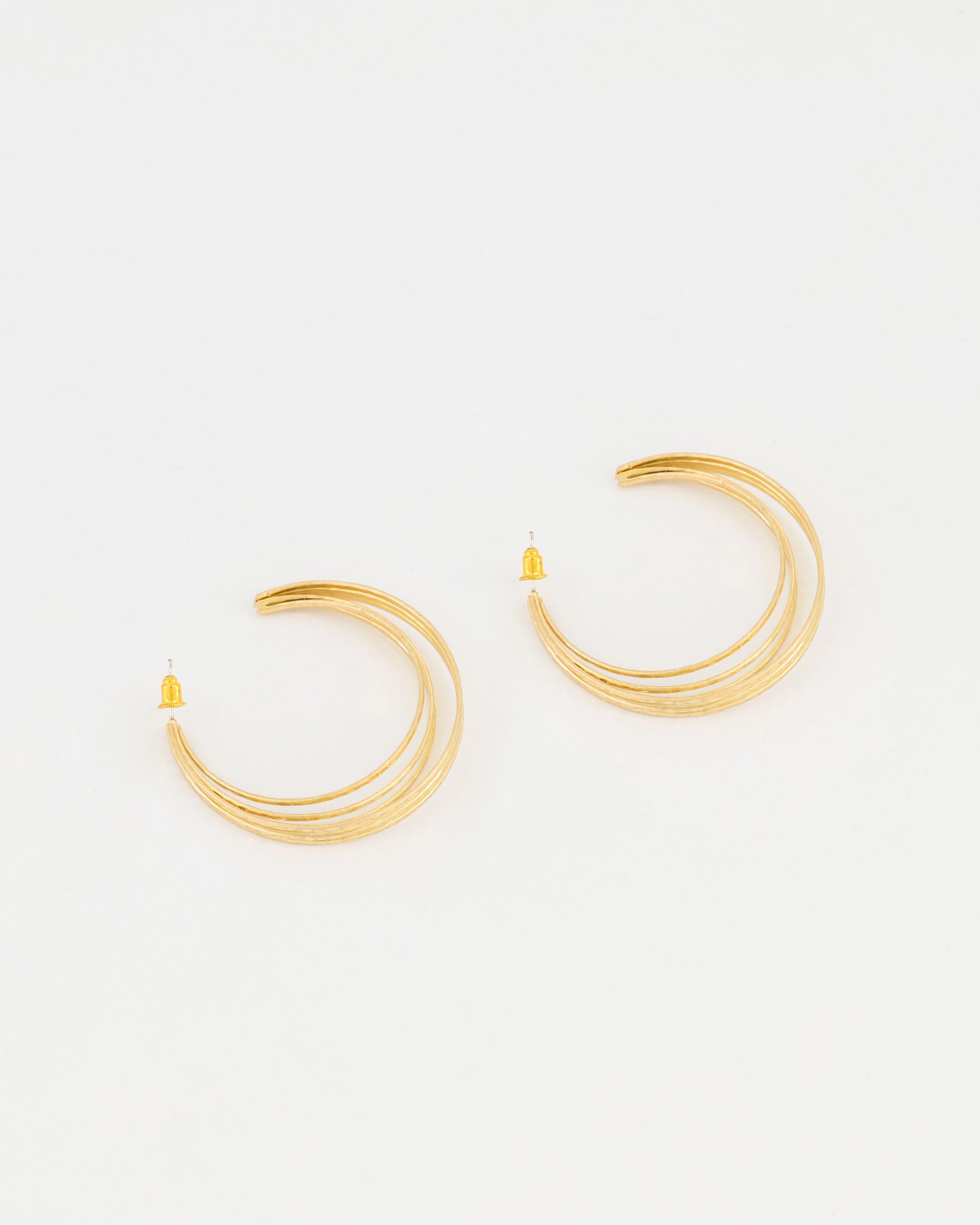 Multi-Strand Hoop Earrings -  Gold