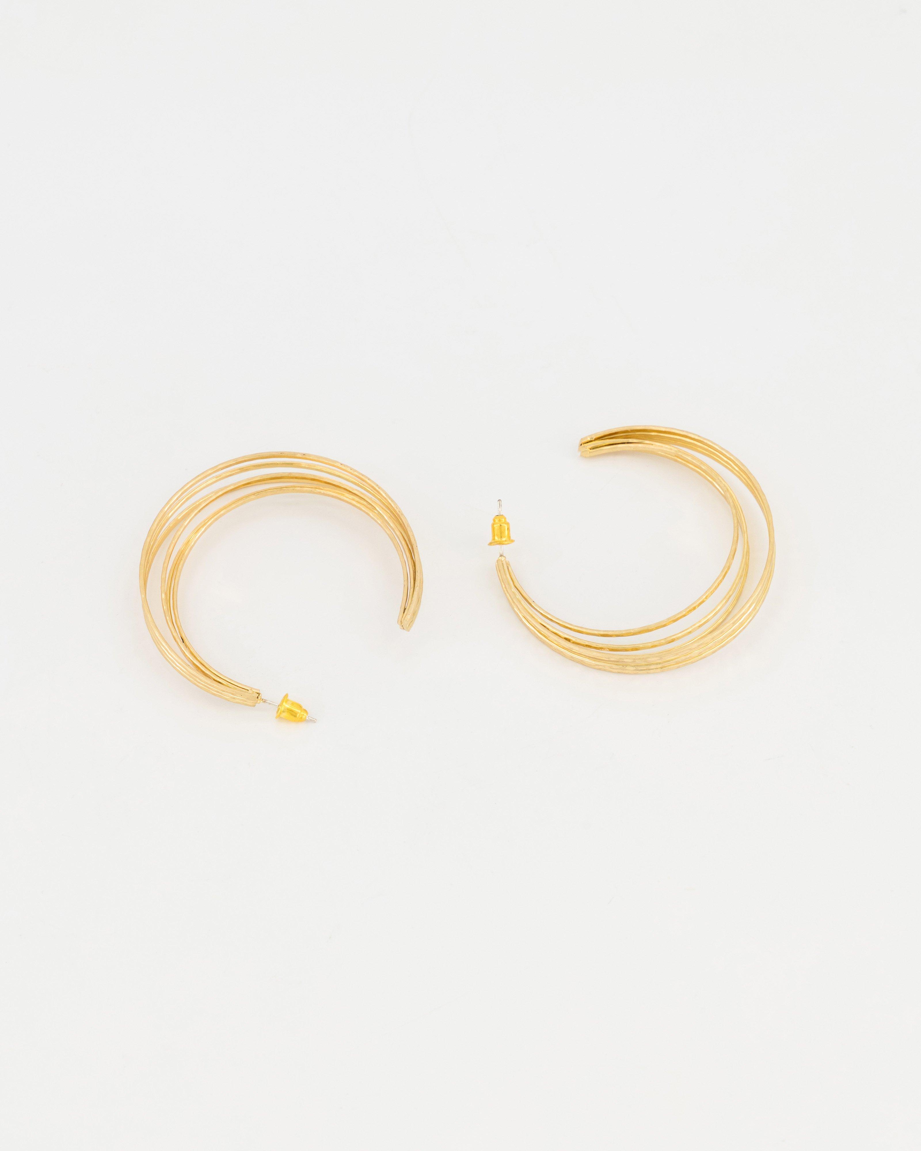 Multi-Strand Hoop Earrings -  Gold