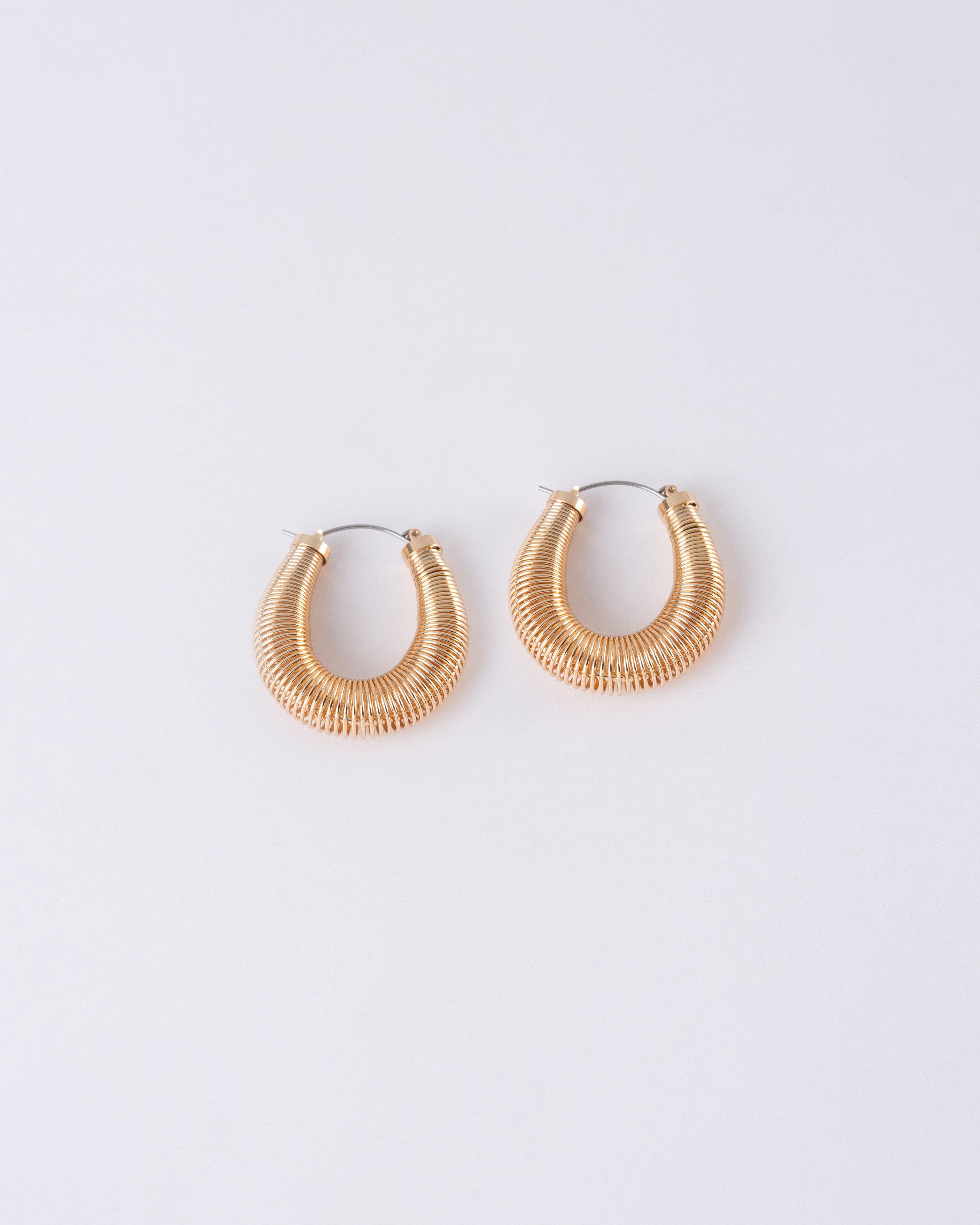 Coil Spring Hoop Earrings -  Gold