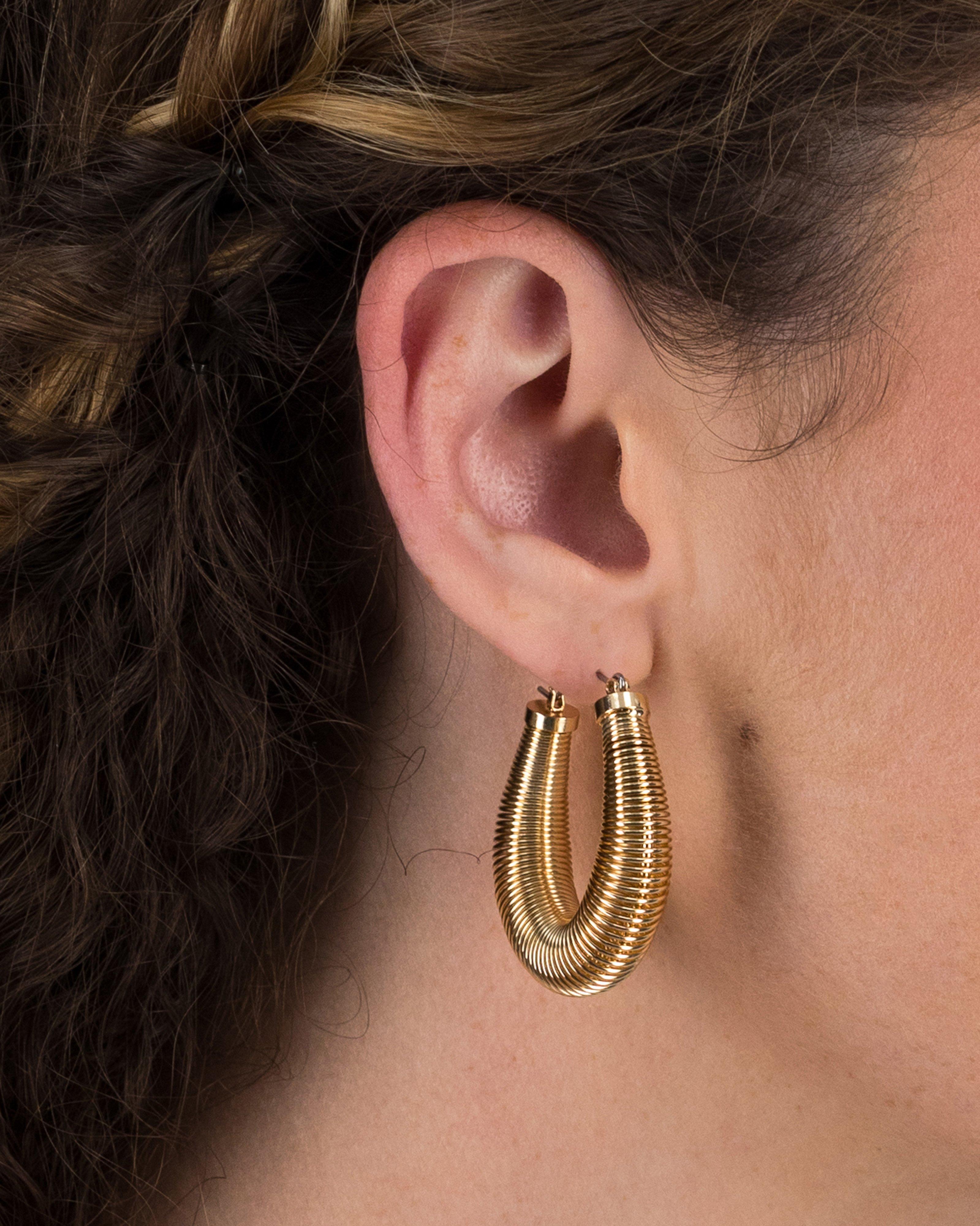 Coil Spring Hoop Earrings -  Gold