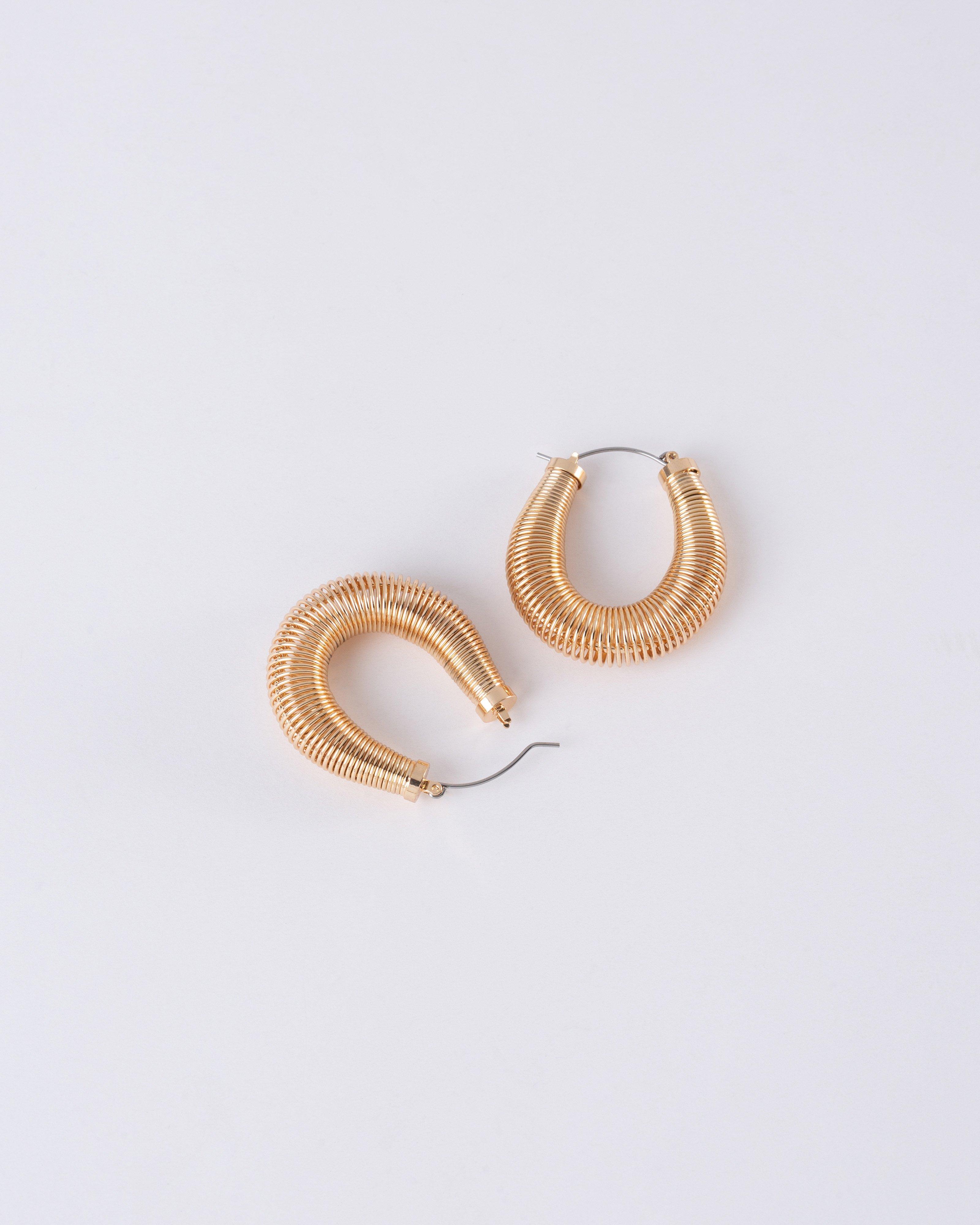 Coil Spring Hoop Earrings -  Gold