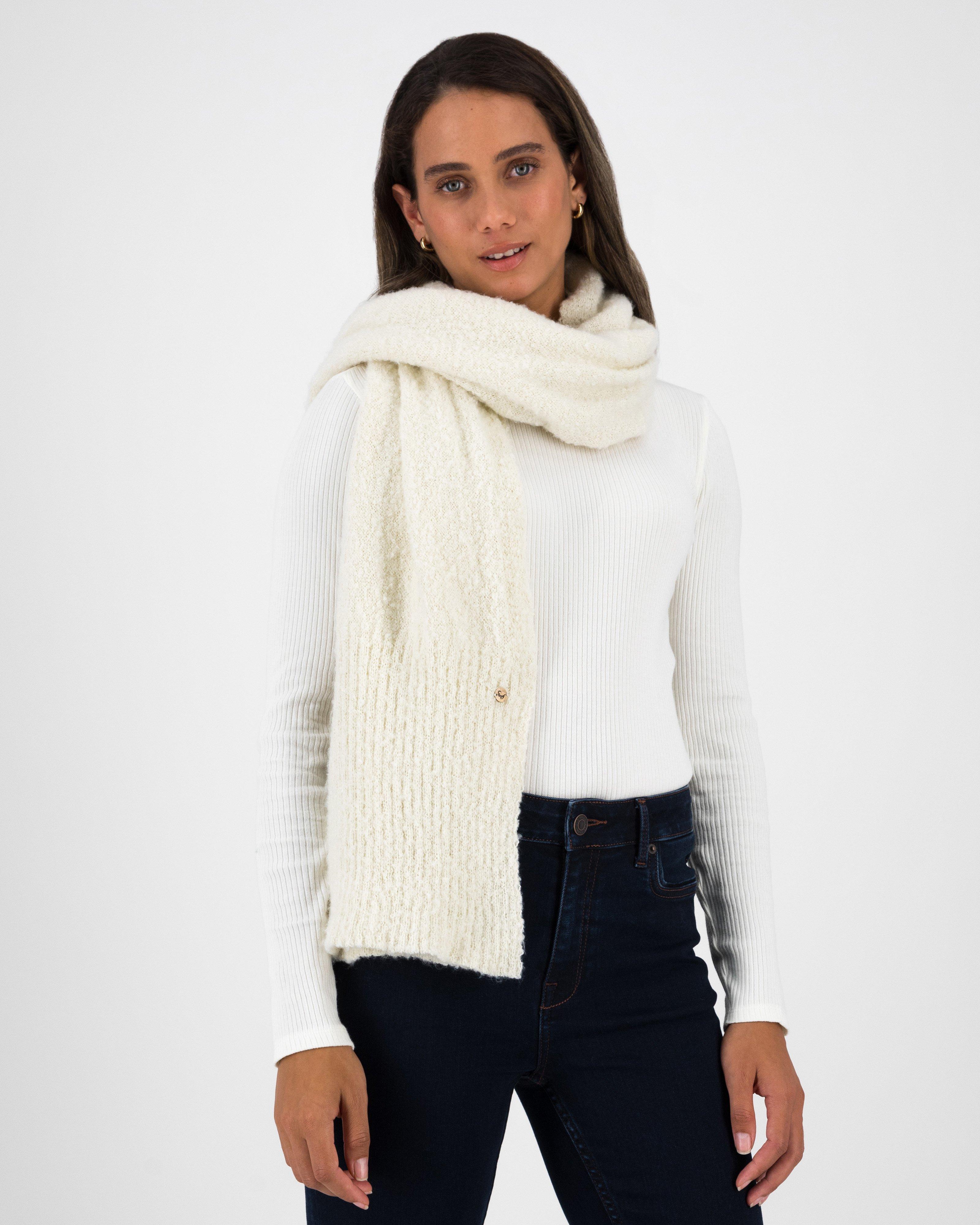 Old Khaki Women’s Phia Wide Rib Border Scarf -  Milk