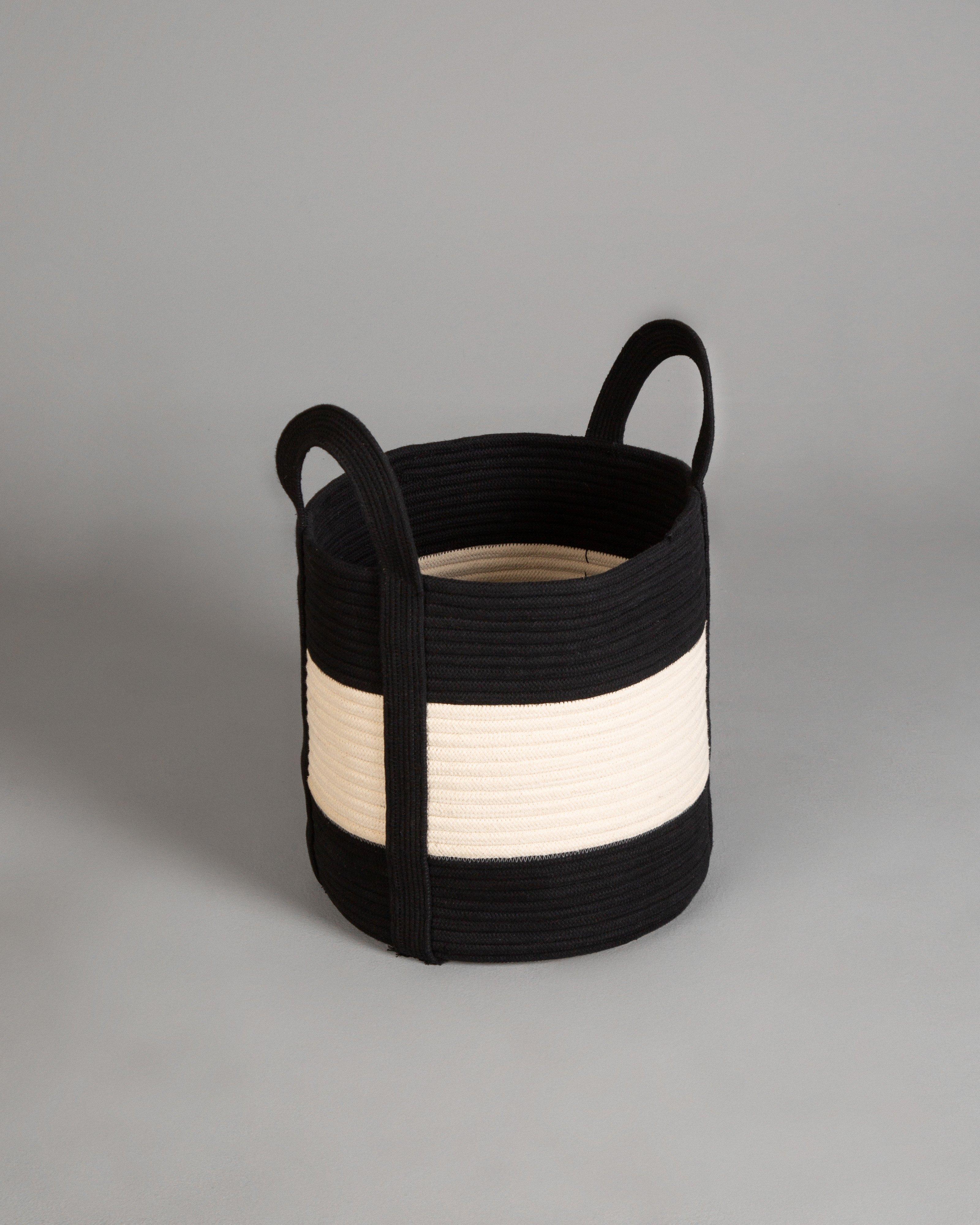 Arc Medium Handle Rope Basket -  Black