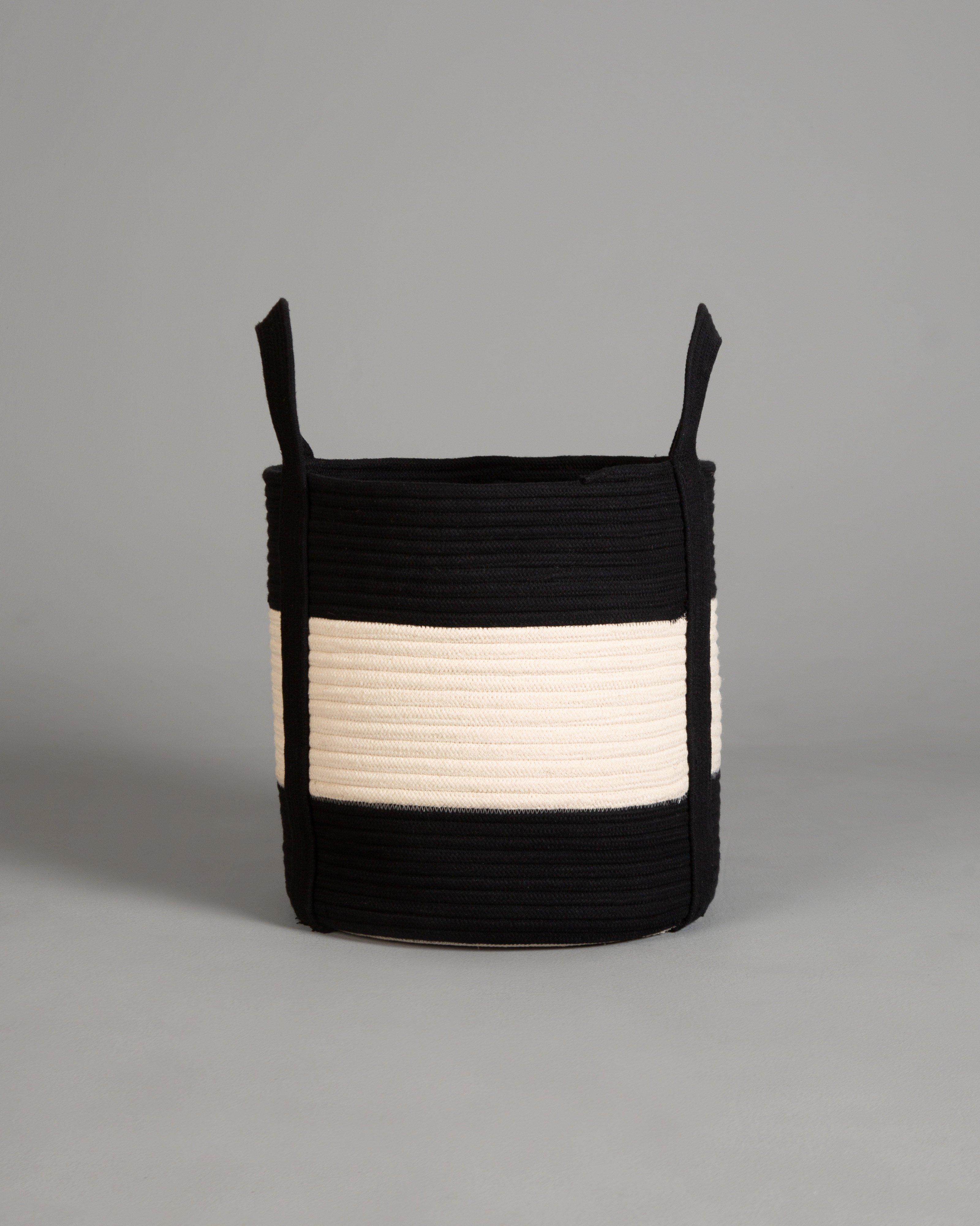 Arc Medium Handle Rope Basket -  Black