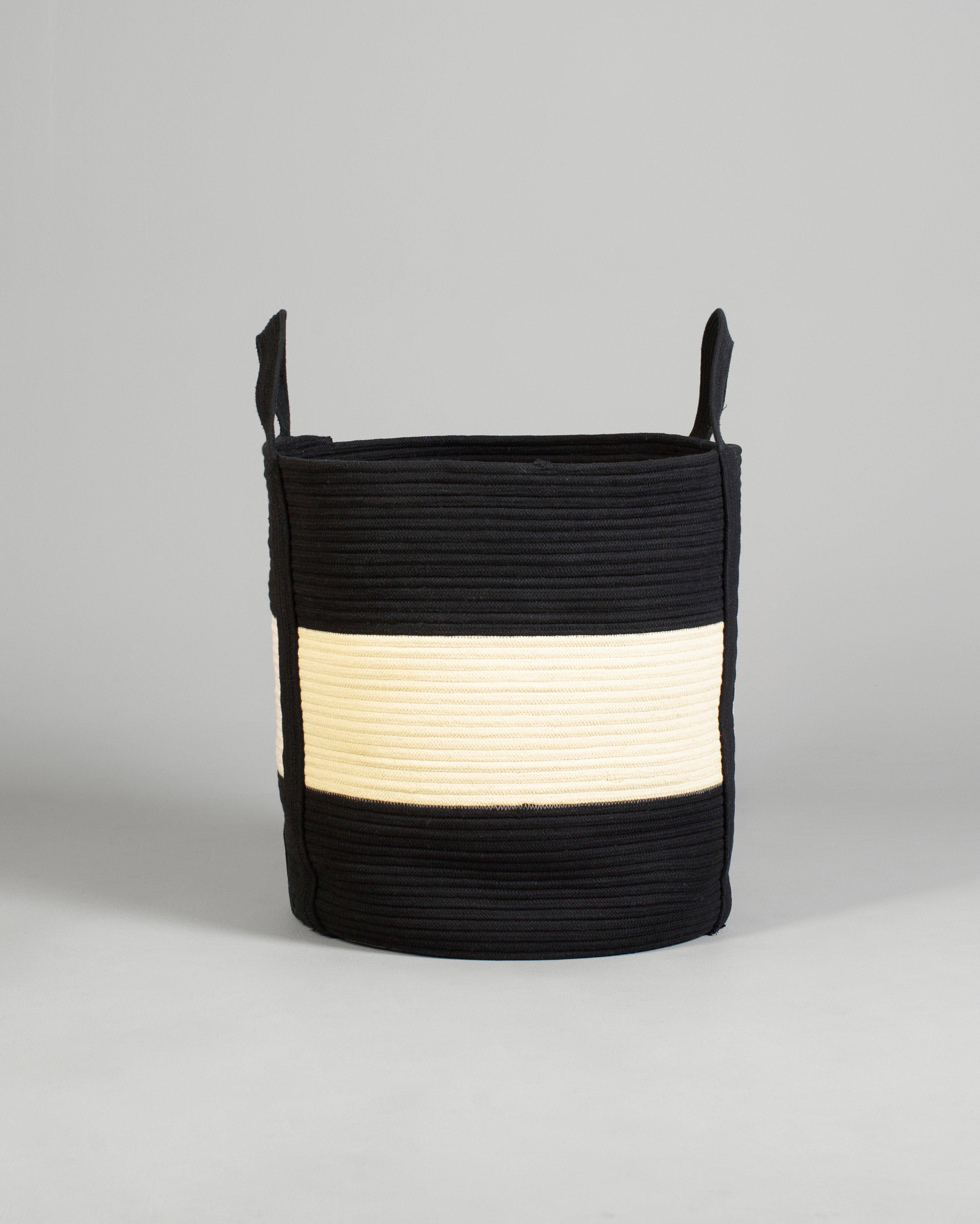 Arc Handle Large Rope Basket -  Black
