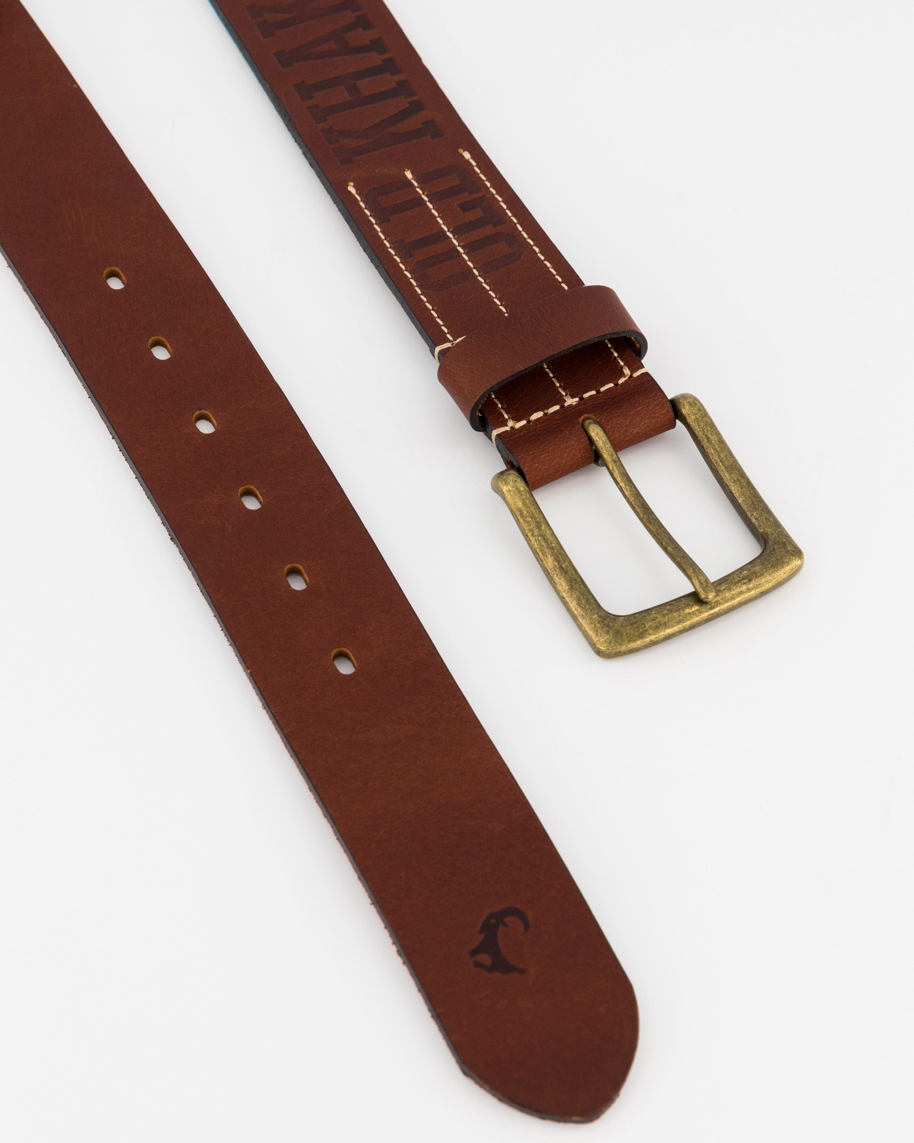 Men’s Chester Collegiate Leather Belt -  Brown