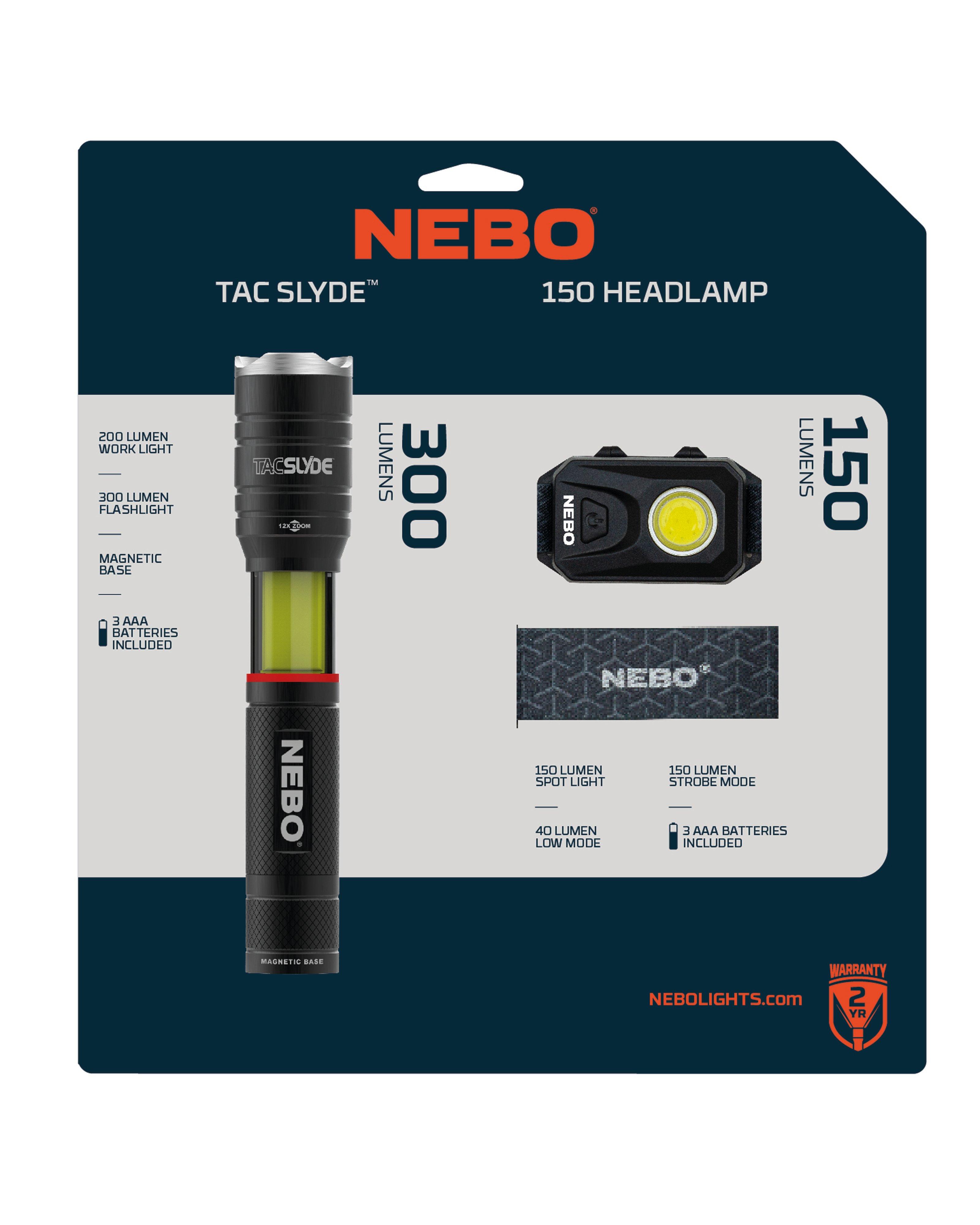 Nebo Tac Slyde Torch & 150 Lumen Headlamp Combo -  Grey