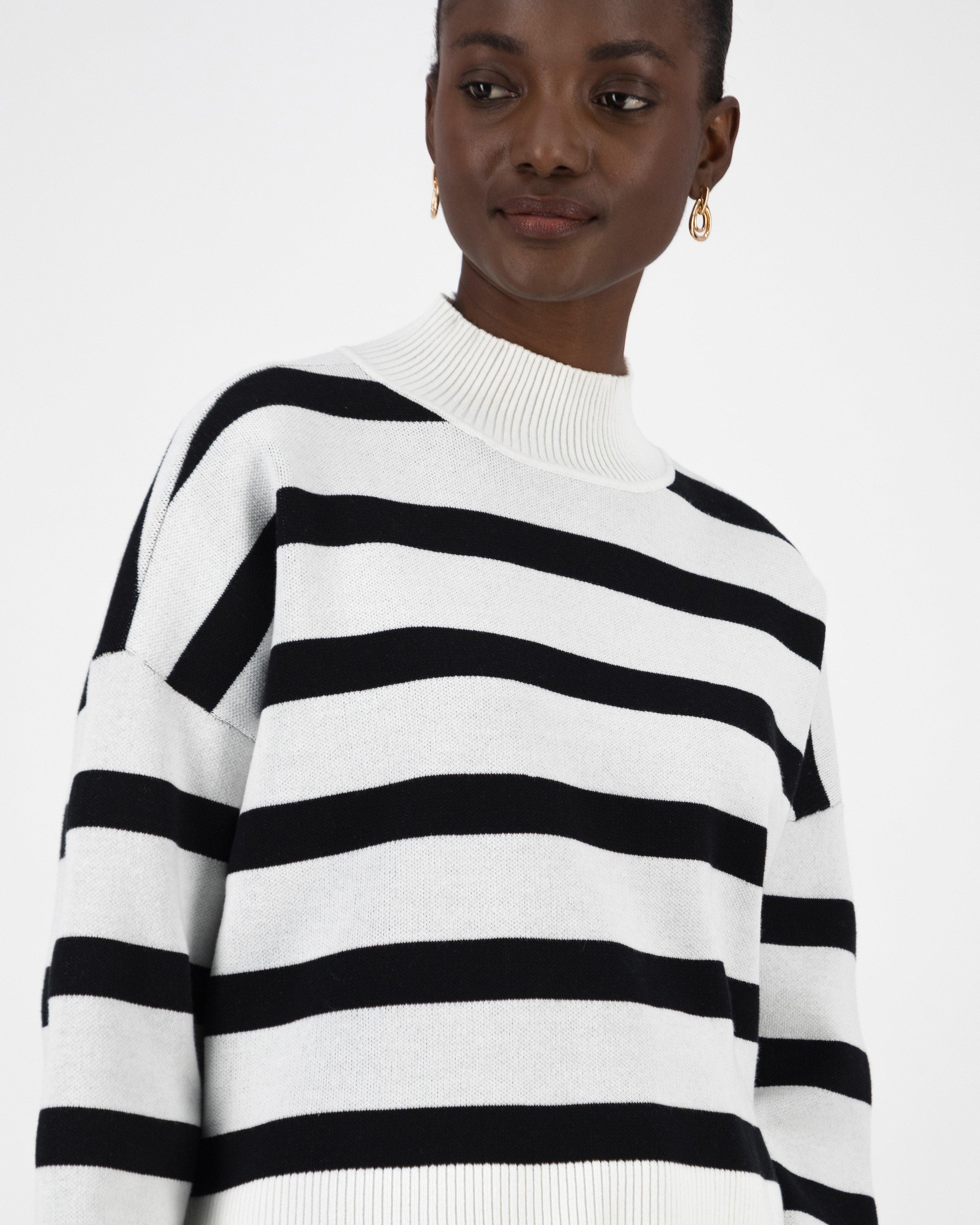 Erma Black and Milk Stripe Jumper -  Black