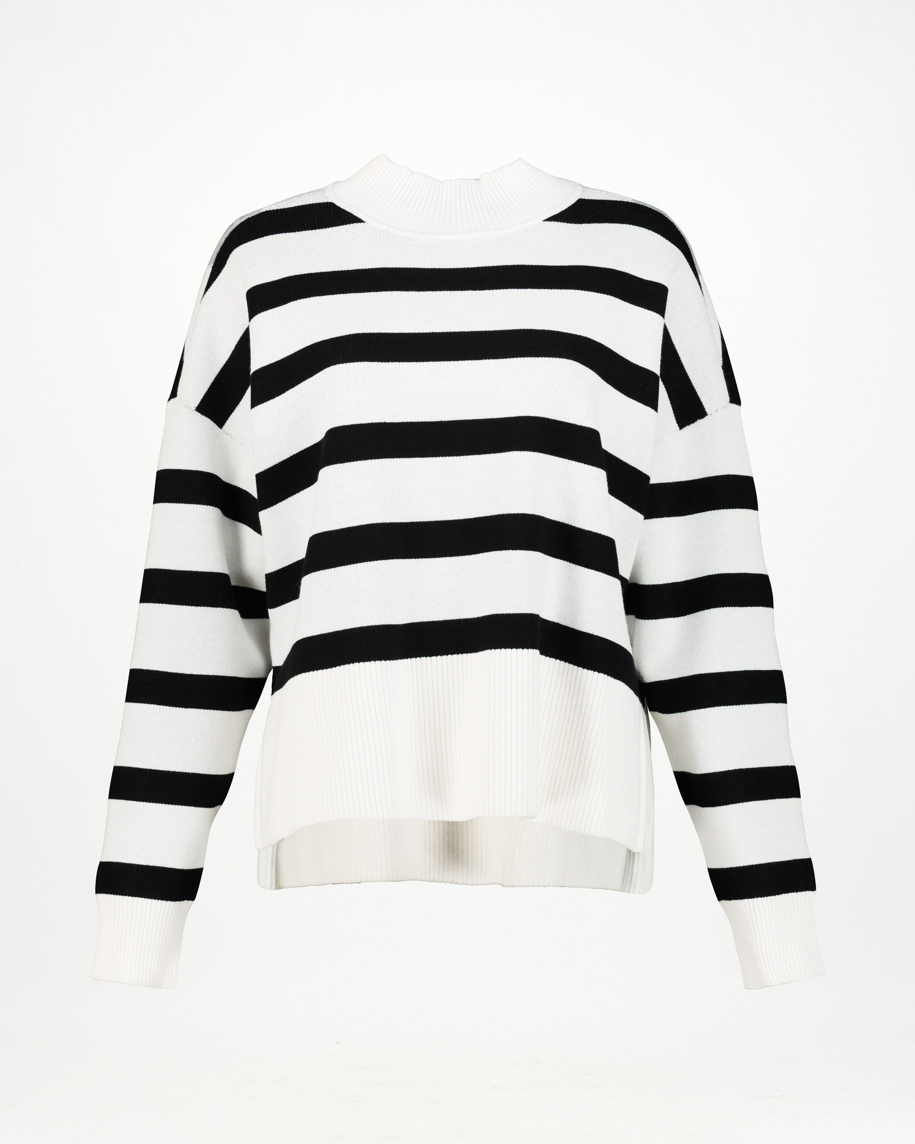 Erma Black and Milk Stripe Jumper -  Black