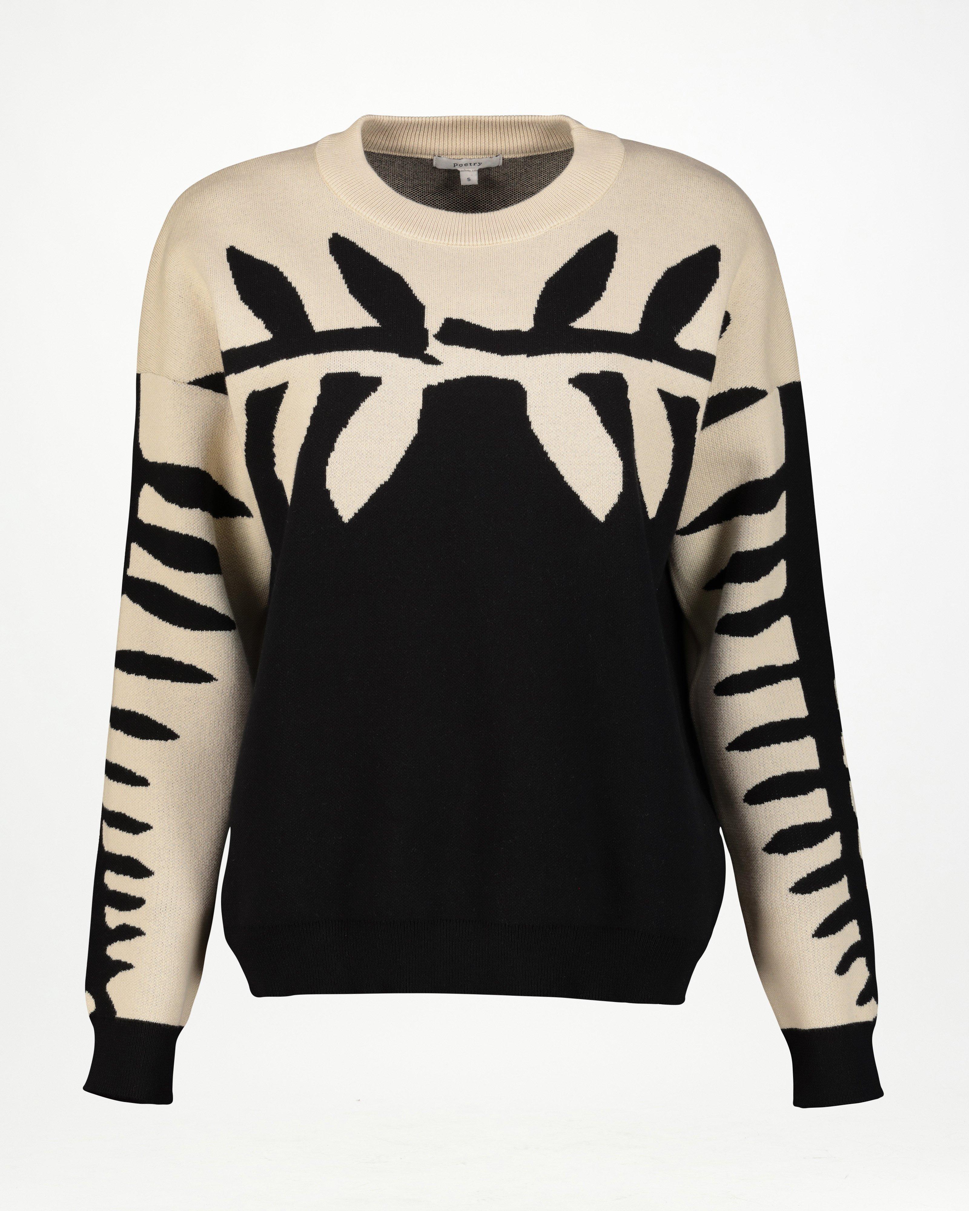 Tori Leaf Design Knitwear Jumper -  Black