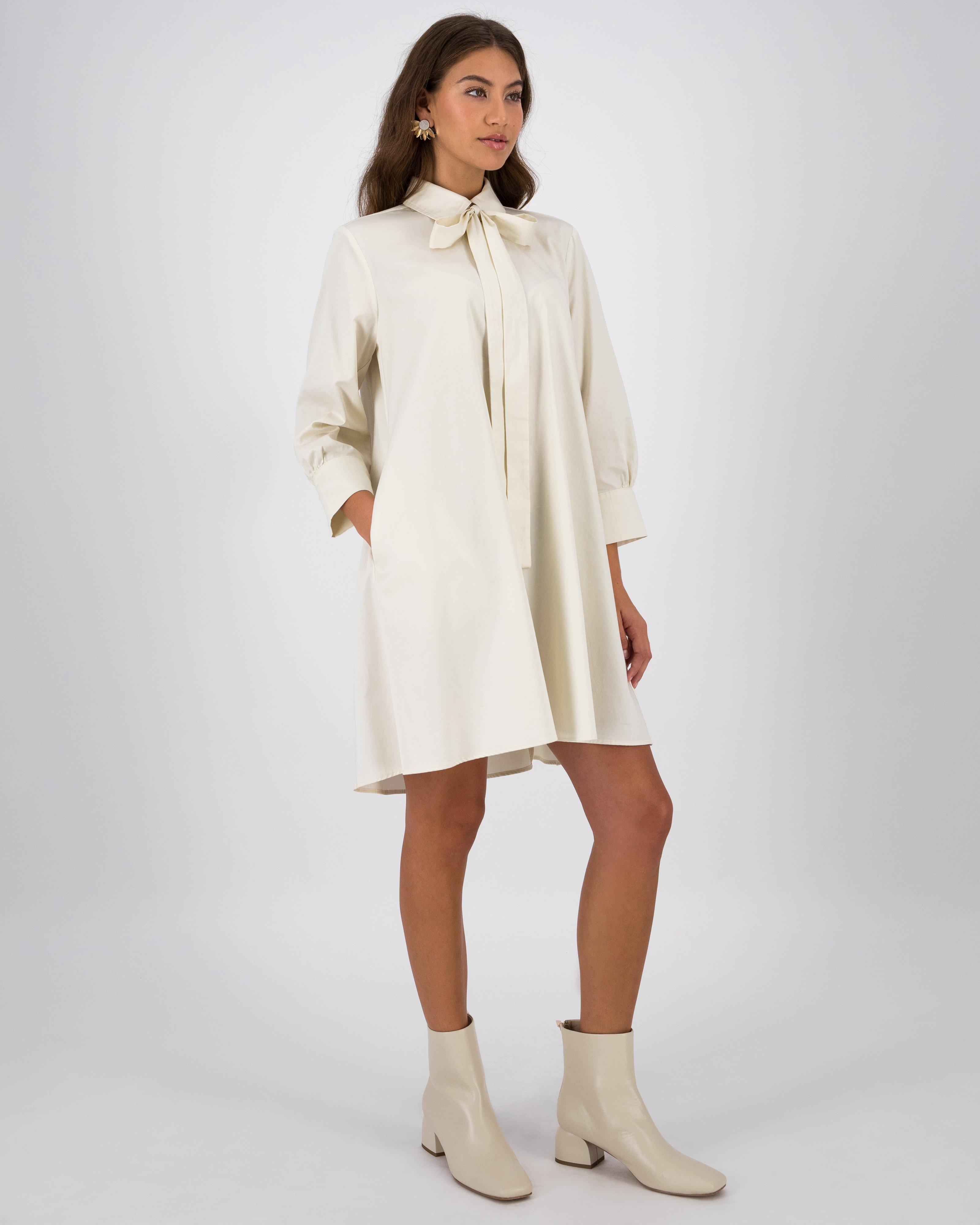 Thandi Kitty Bow Tunic Dress -  Milk