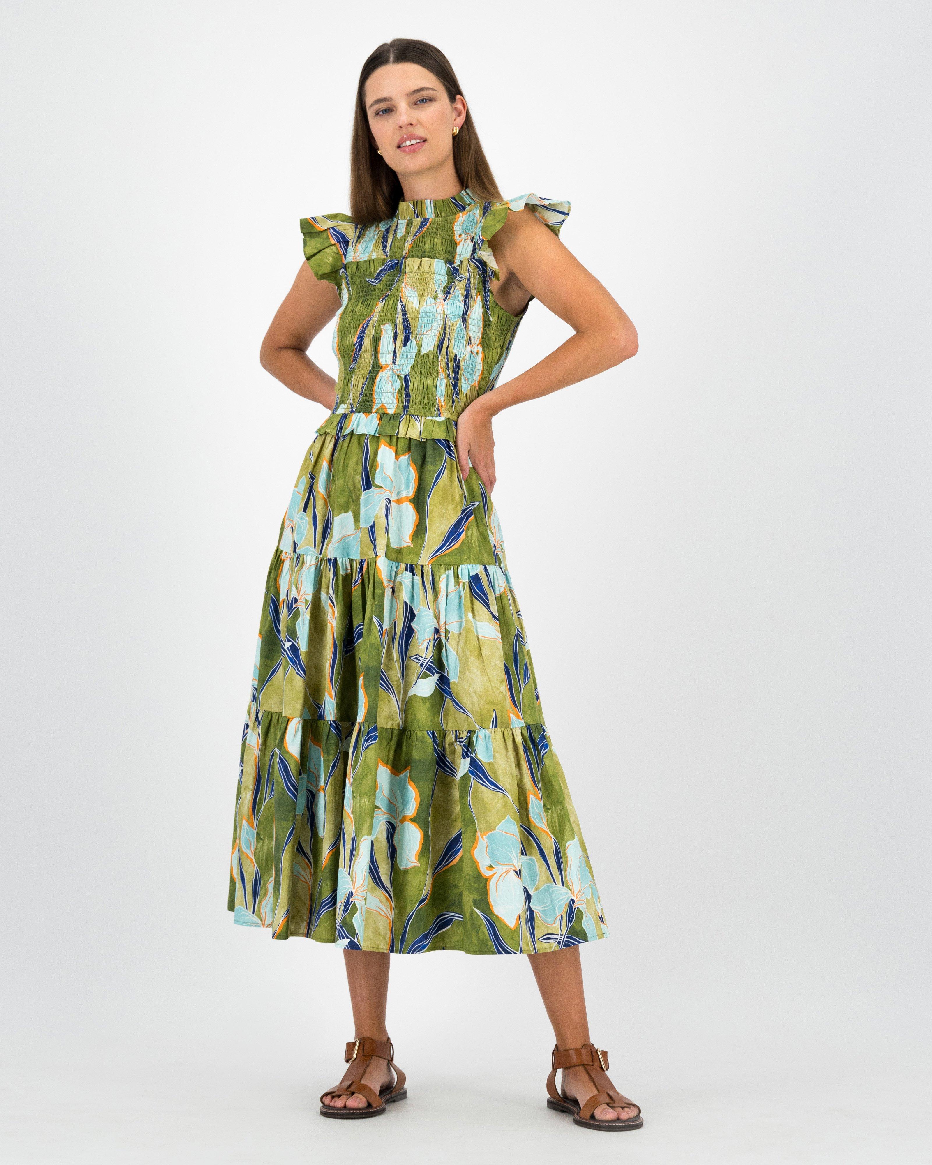 Jemma Printed Gauged Dress -  Assorted