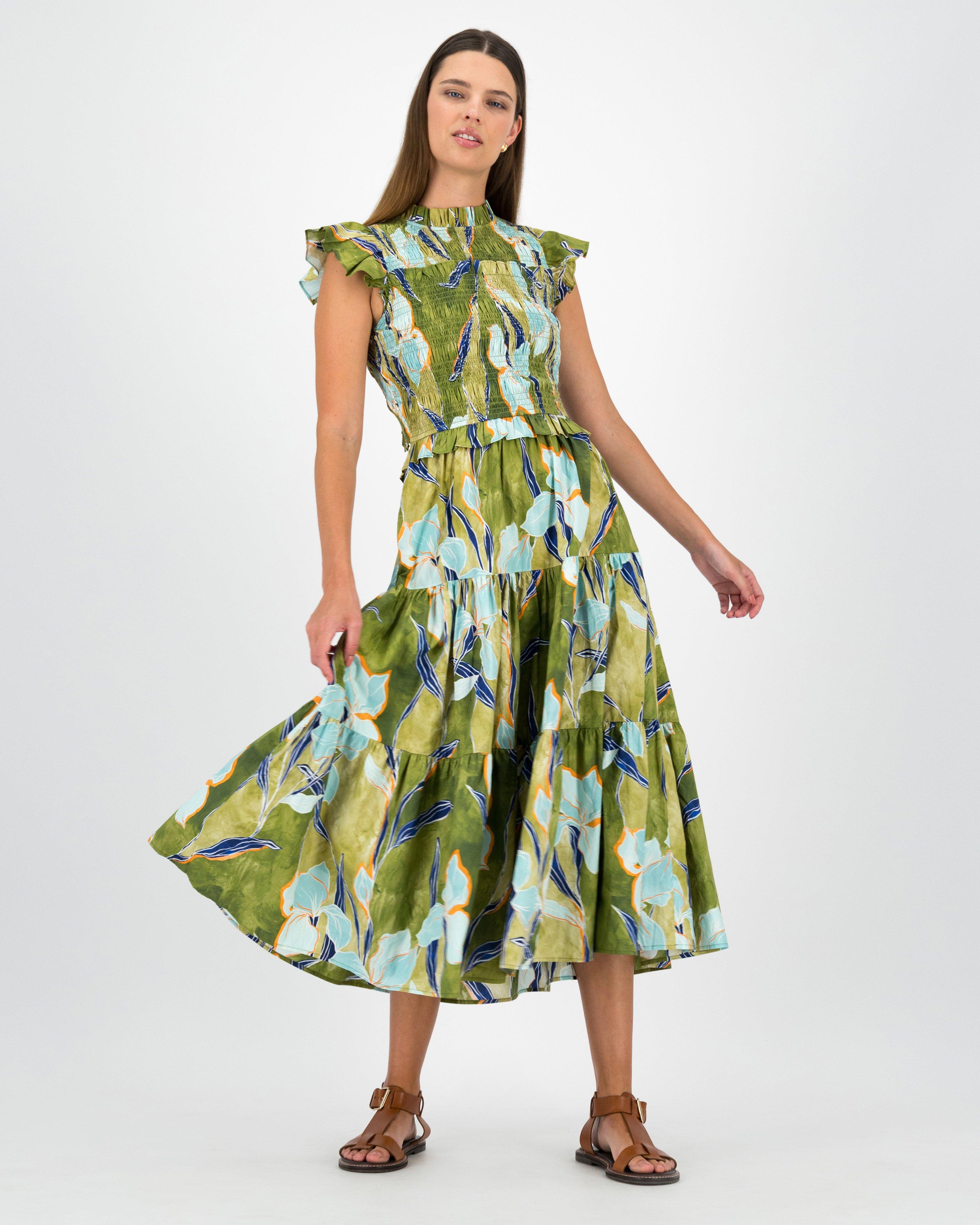 Jemma Printed Gauged Dress -  Assorted