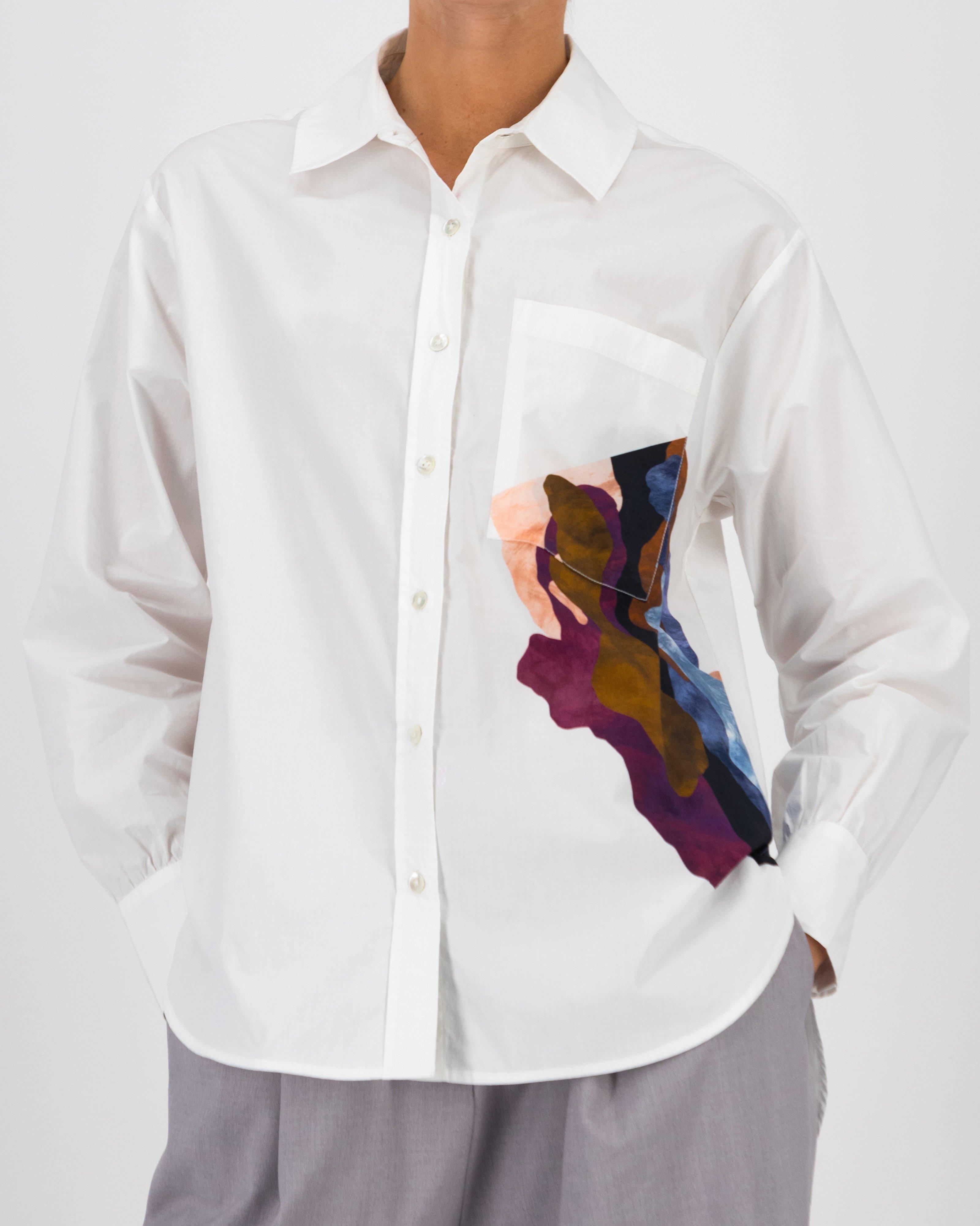 Astrid Print Detail Shirt -  White