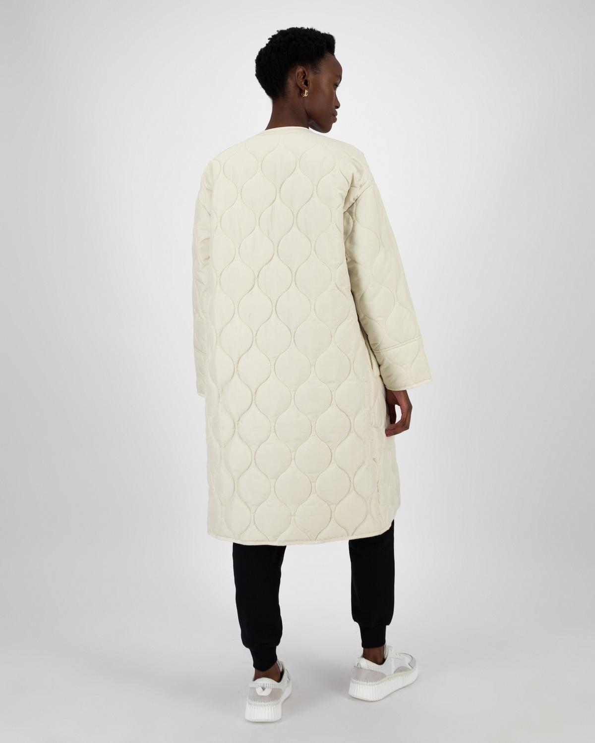 Lindiwe Quilted Collarless Coat -  Stone