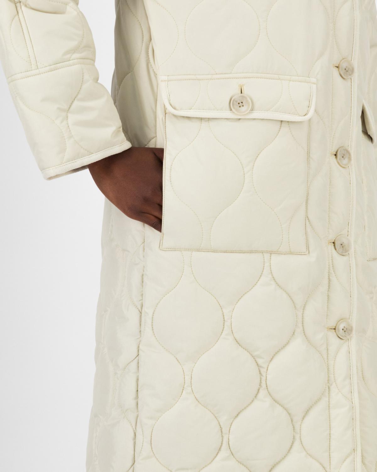 Lindiwe Quilted Collarless Coat -  Stone