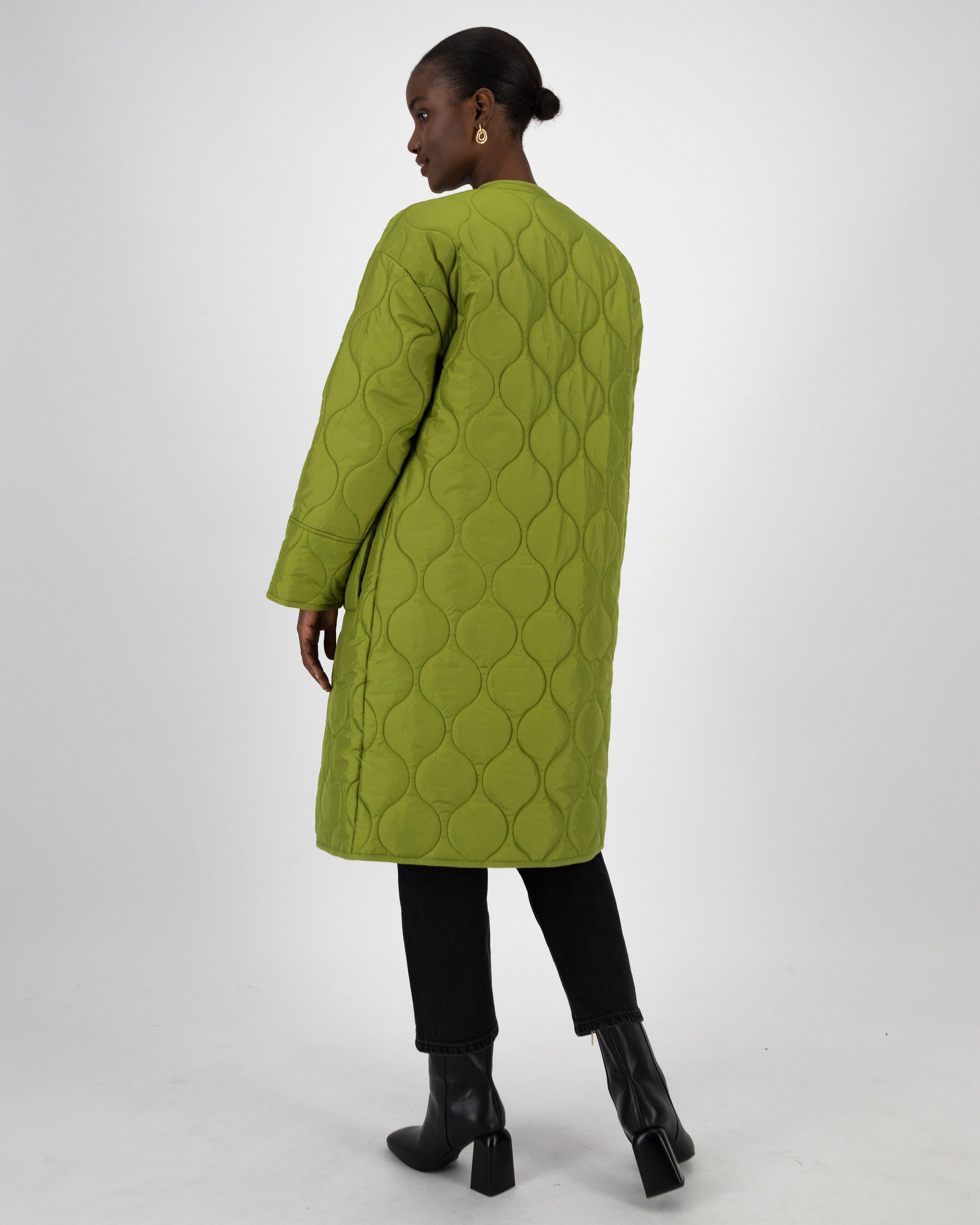 Lindiwe Quilted Collarless Coat -  Fatigue