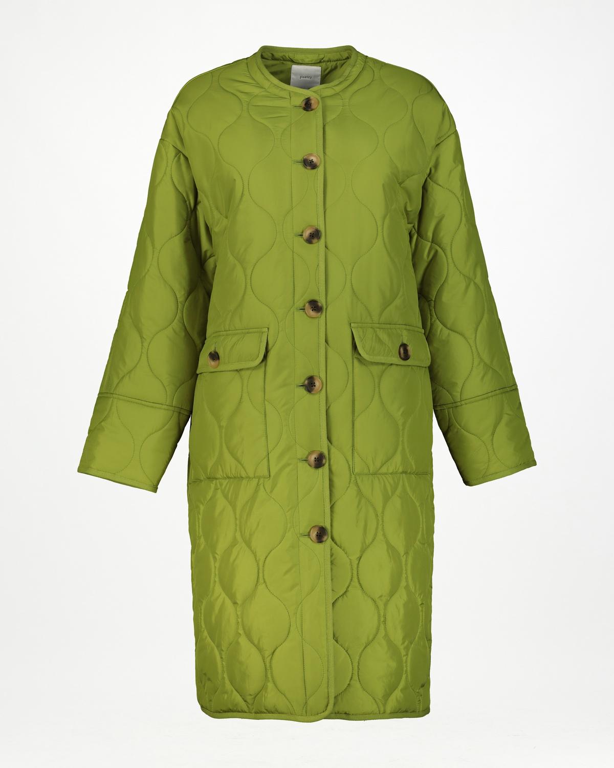 Lindiwe Quilted Collarless Coat -  Fatigue