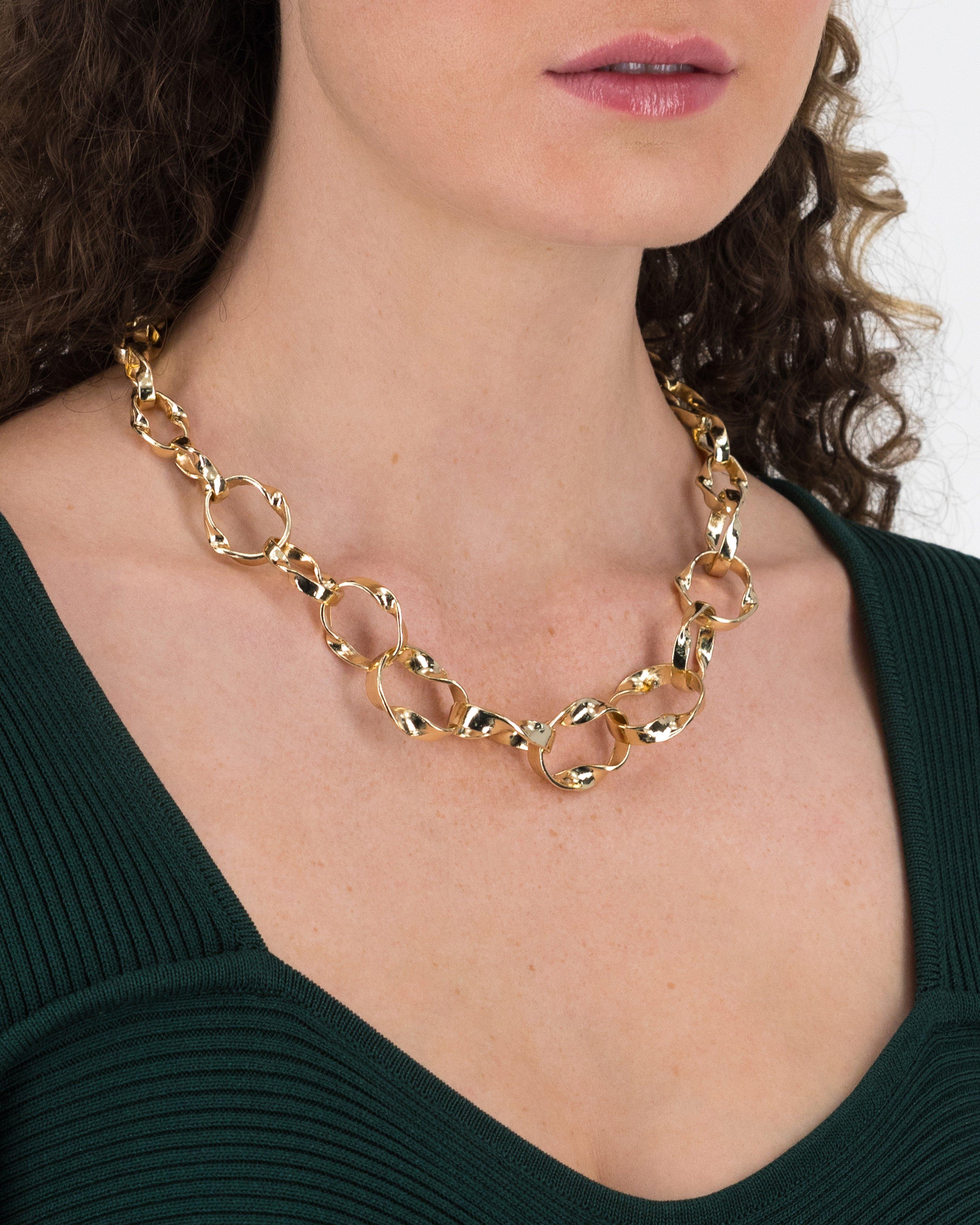 Oval Link Statement Necklace -  Gold