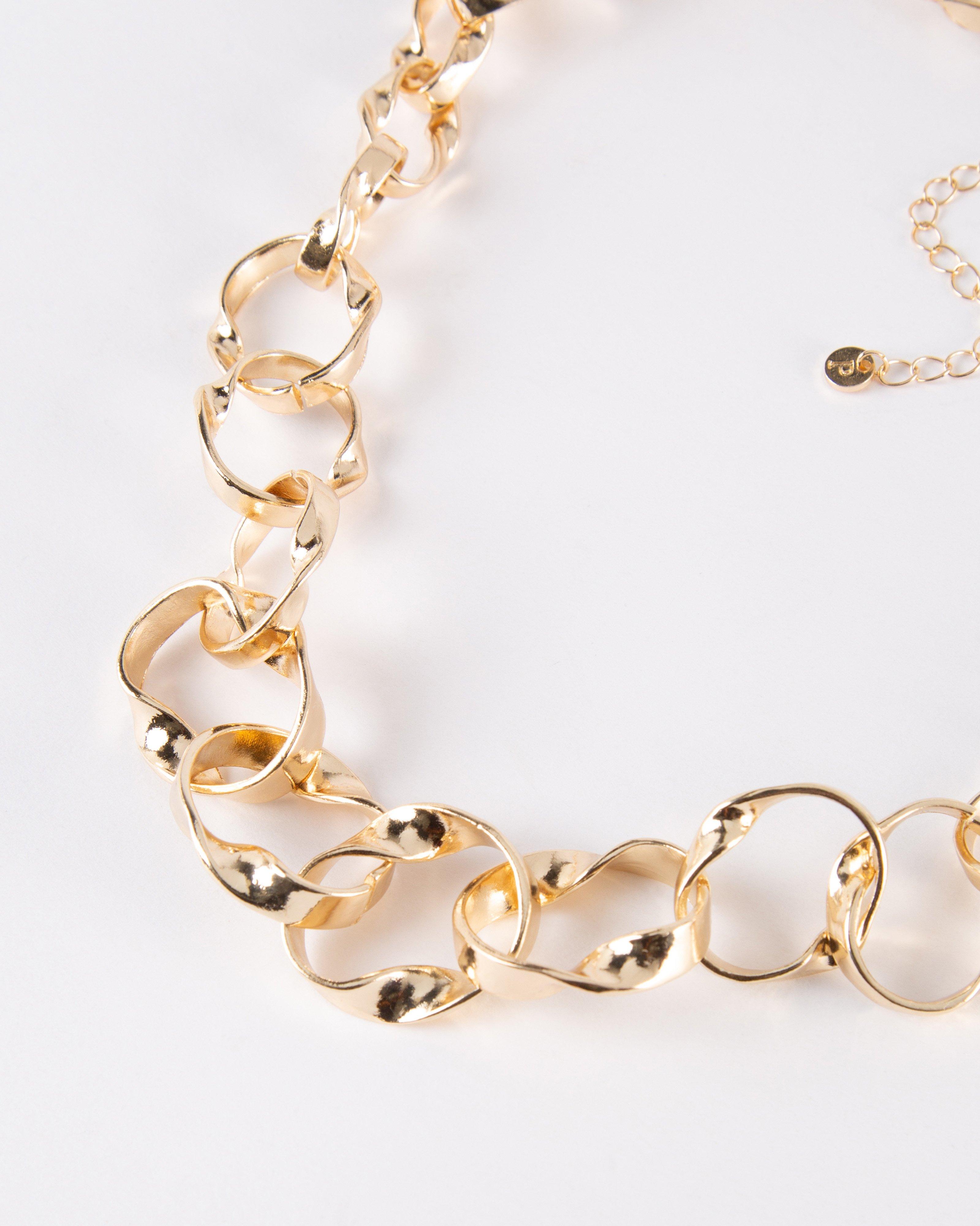 Oval Link Statement Necklace -  Gold