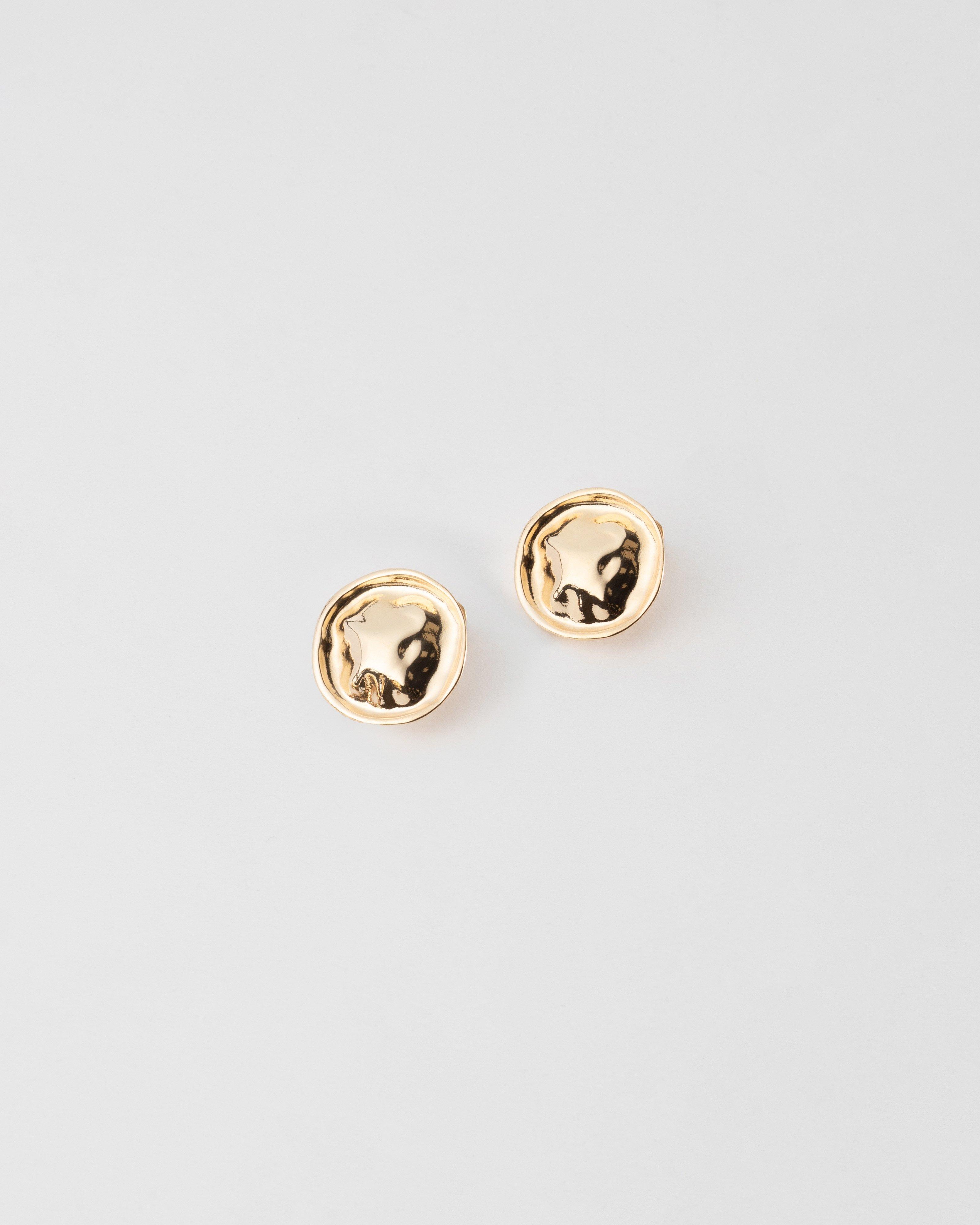 Indented Disk Statement Earrings -  Gold