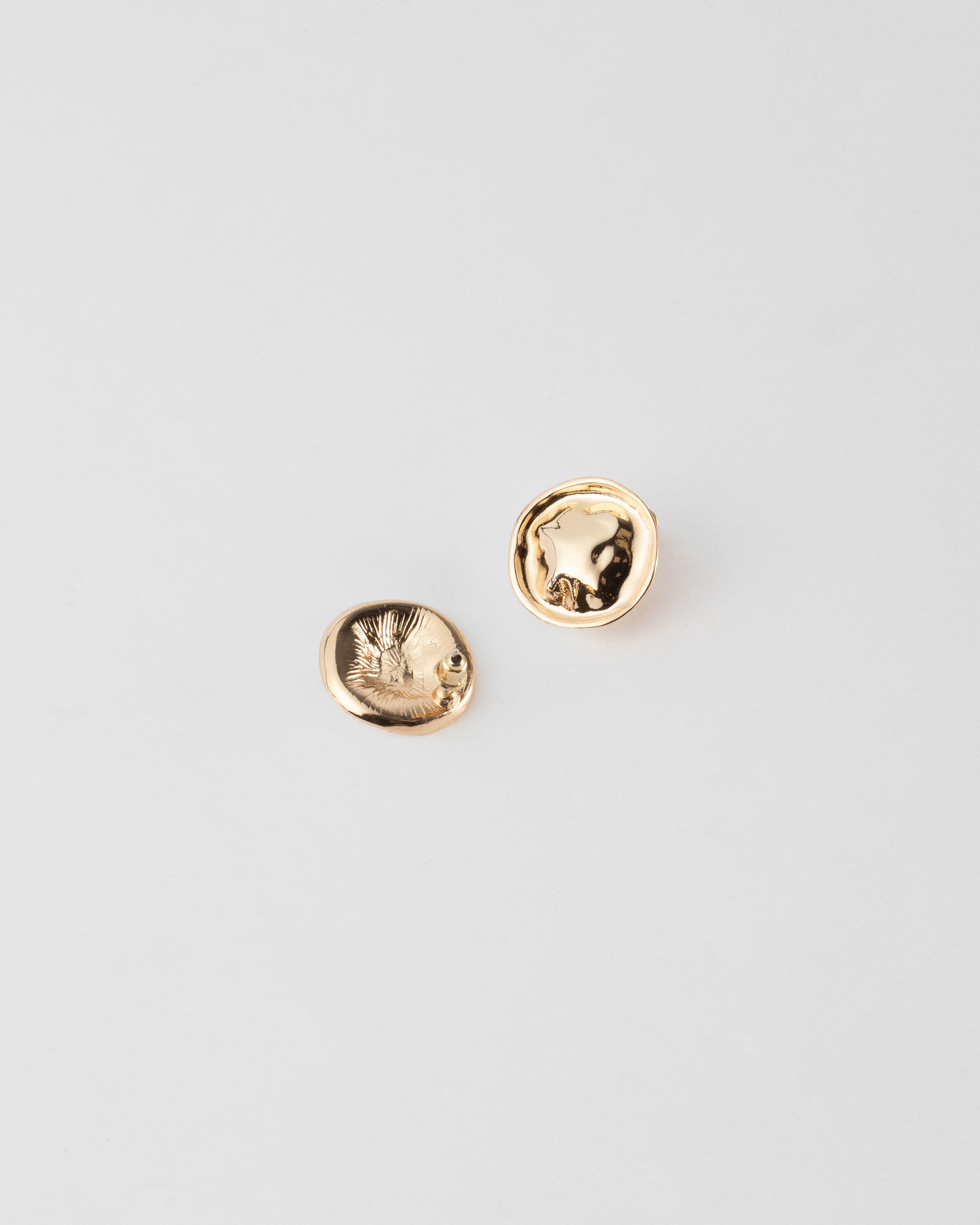 Indented Disk Statement Earrings -  Gold