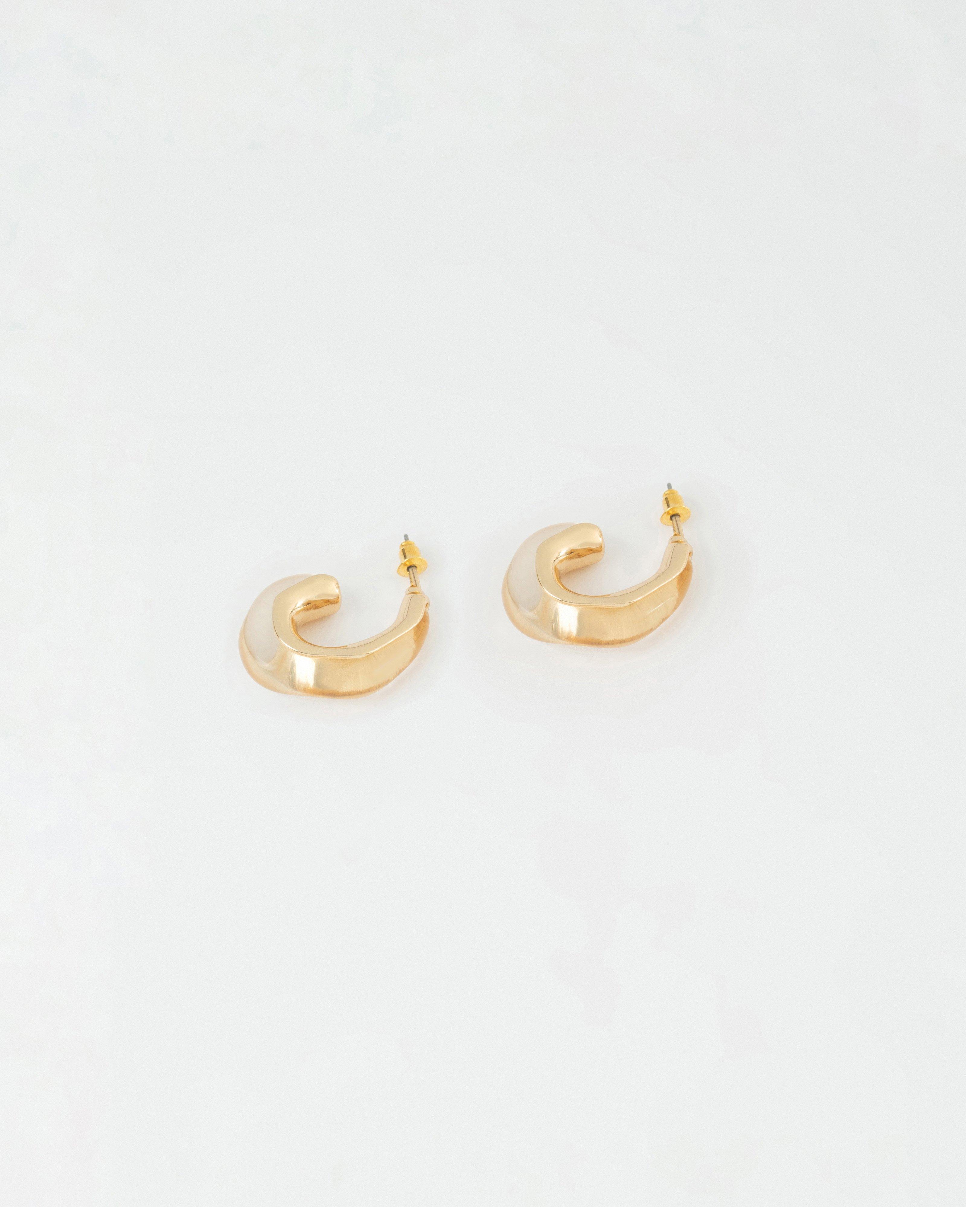 Resin Organic Scoop Hoop Earrings -  Milk