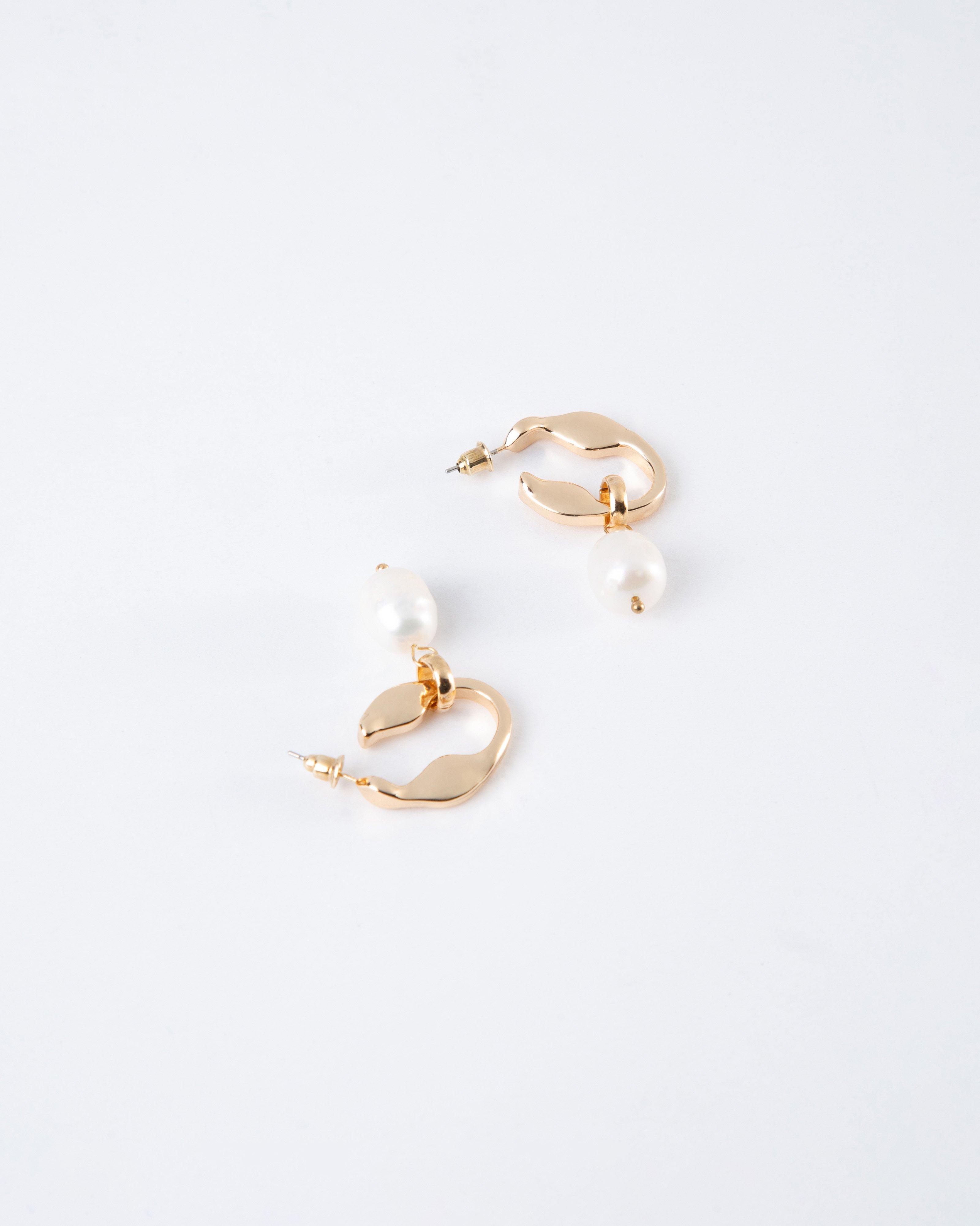 Twisted Freshwater Pearl Drop Earrings -  Milk