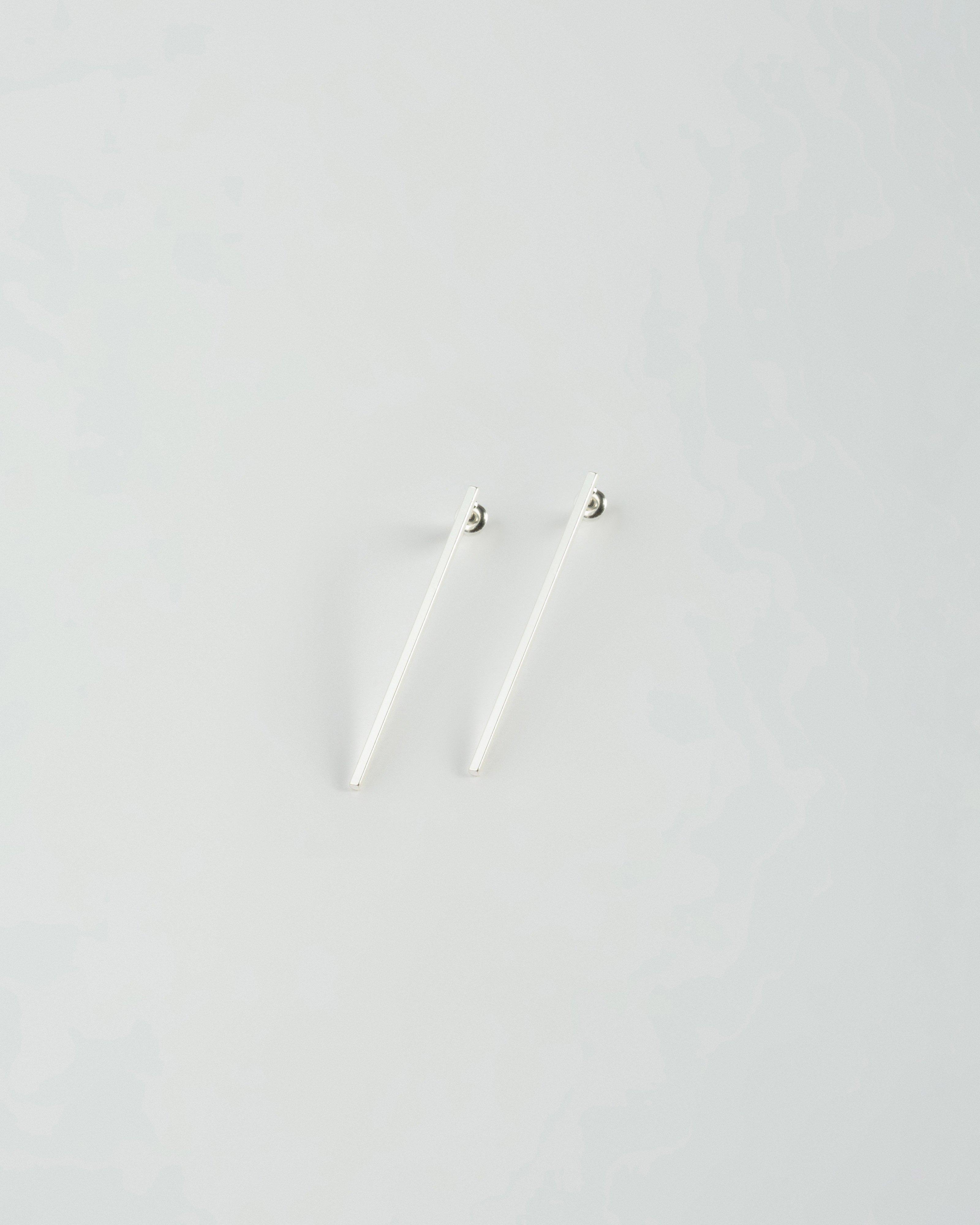 Plain Mismatched Linear Earrings -  Silver