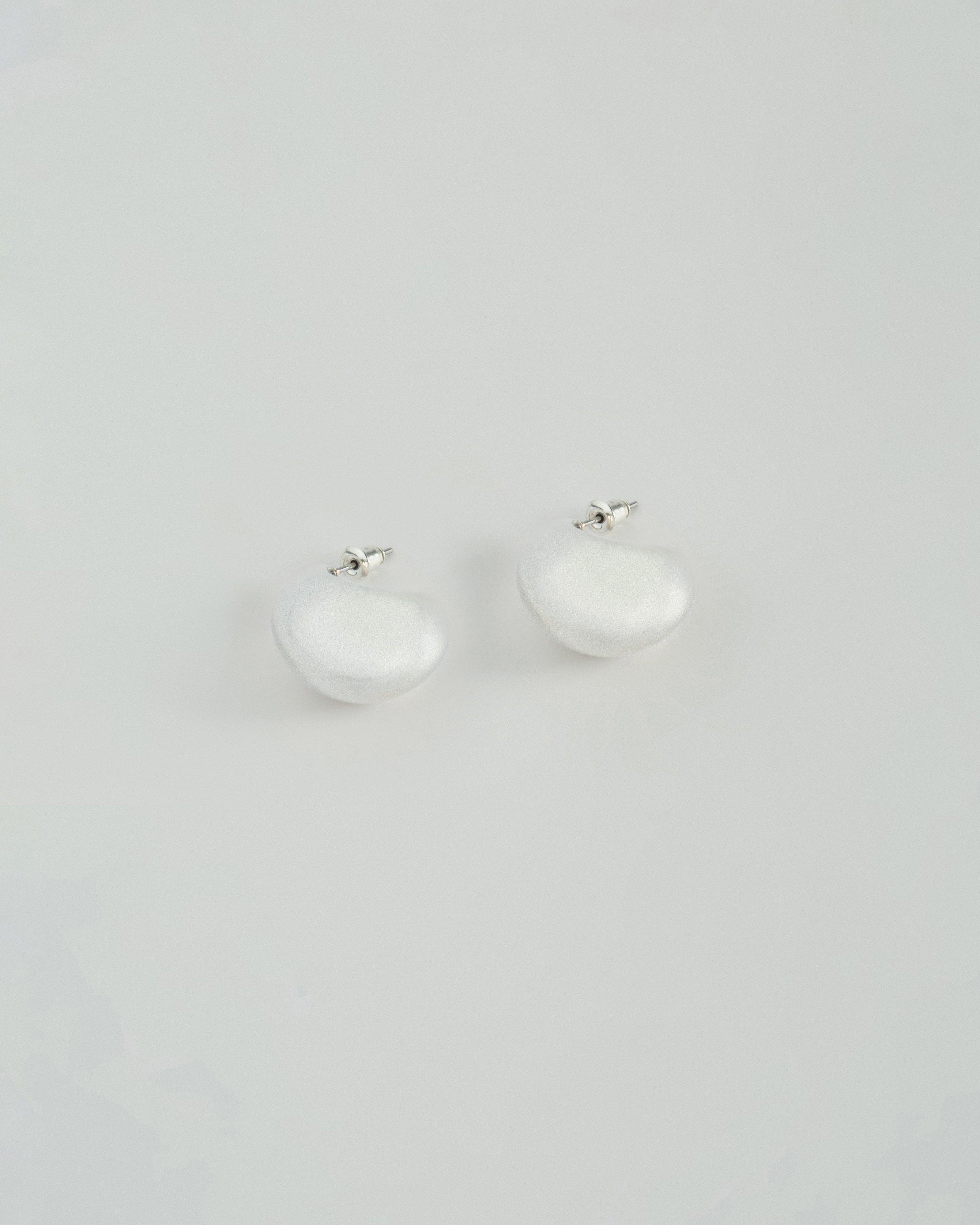 Bold Button Shape Stud Earrings -  Silver