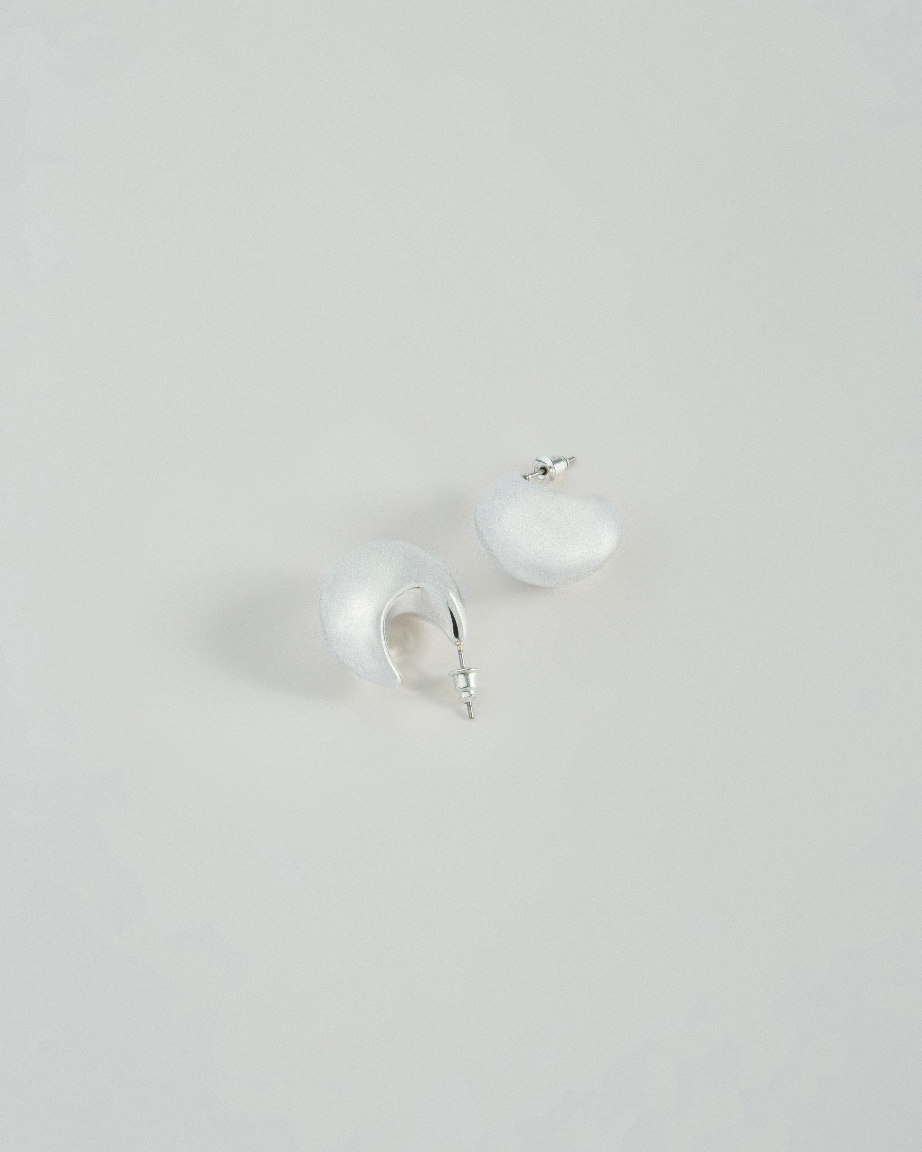 Bold Button Shape Stud Earrings -  Silver