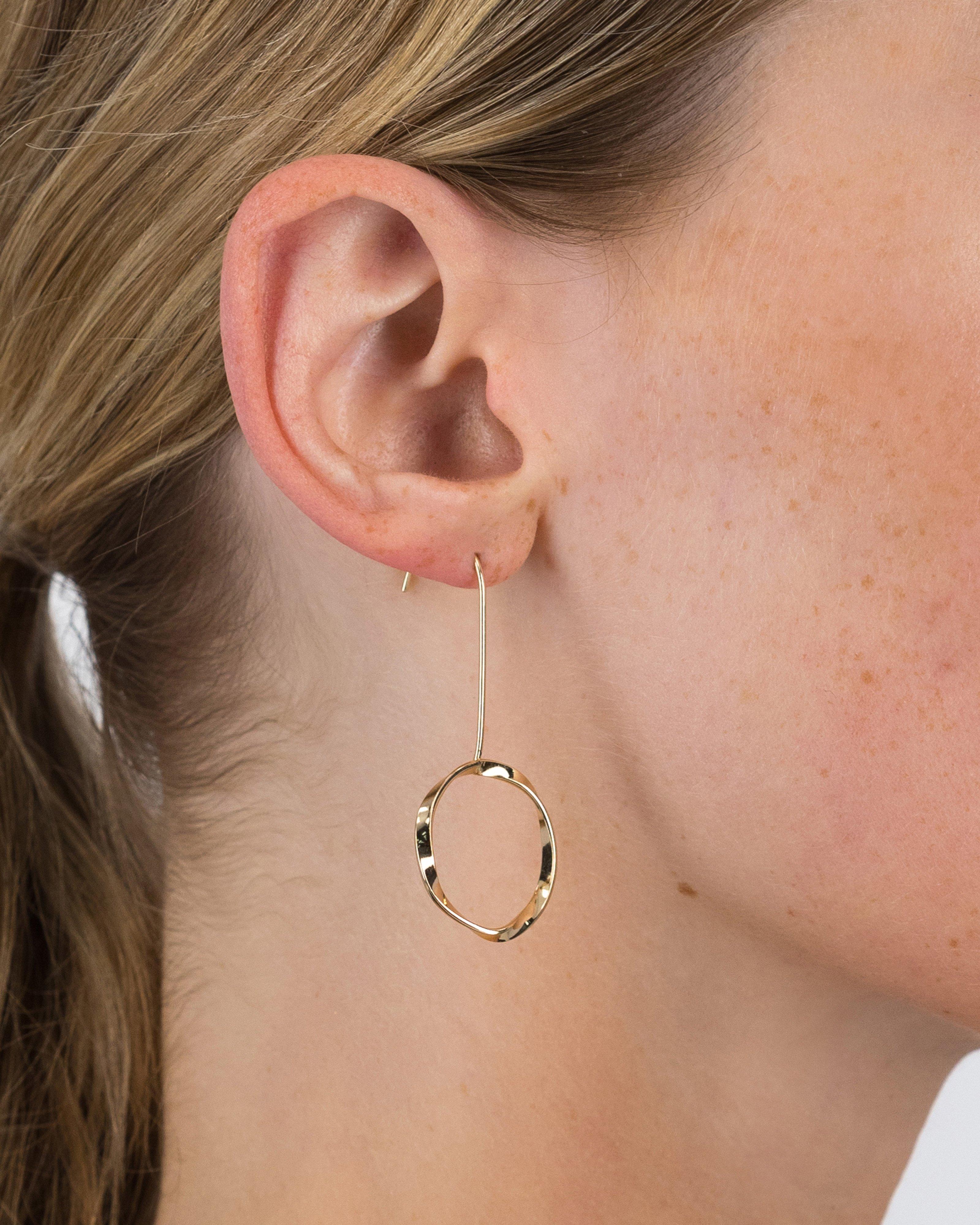 Twisted Circle Drop Earrings -  Gold