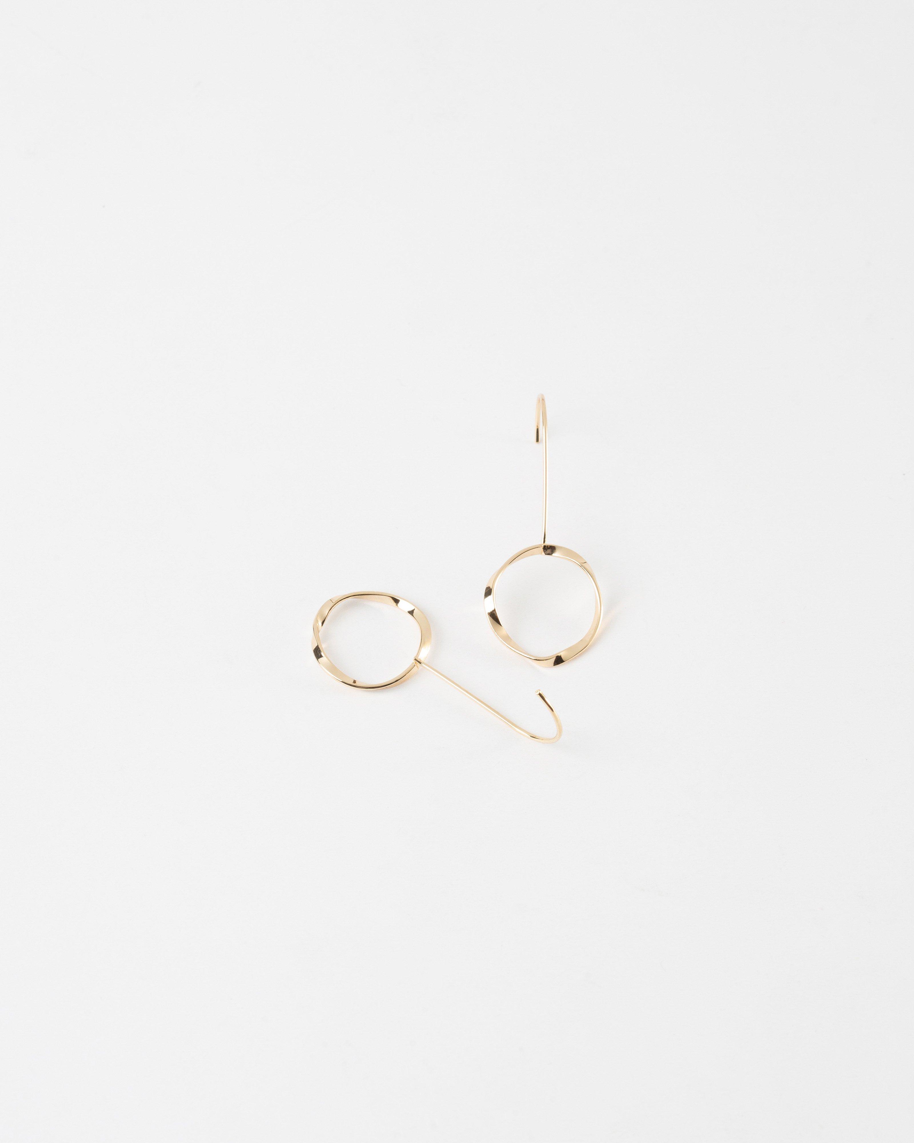 Twisted Circle Drop Earrings -  Gold