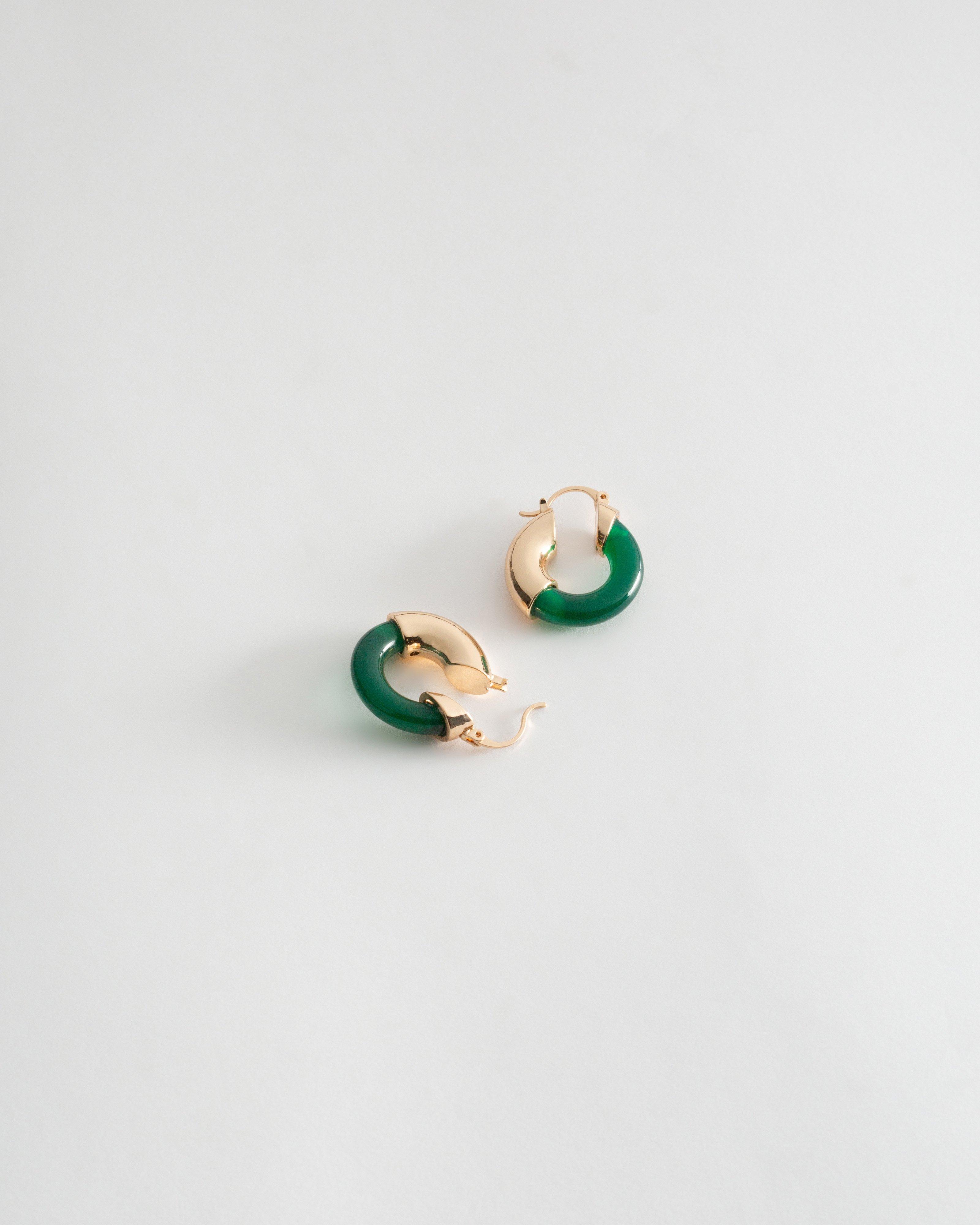  Resin Half Hoop Earrings -  Green