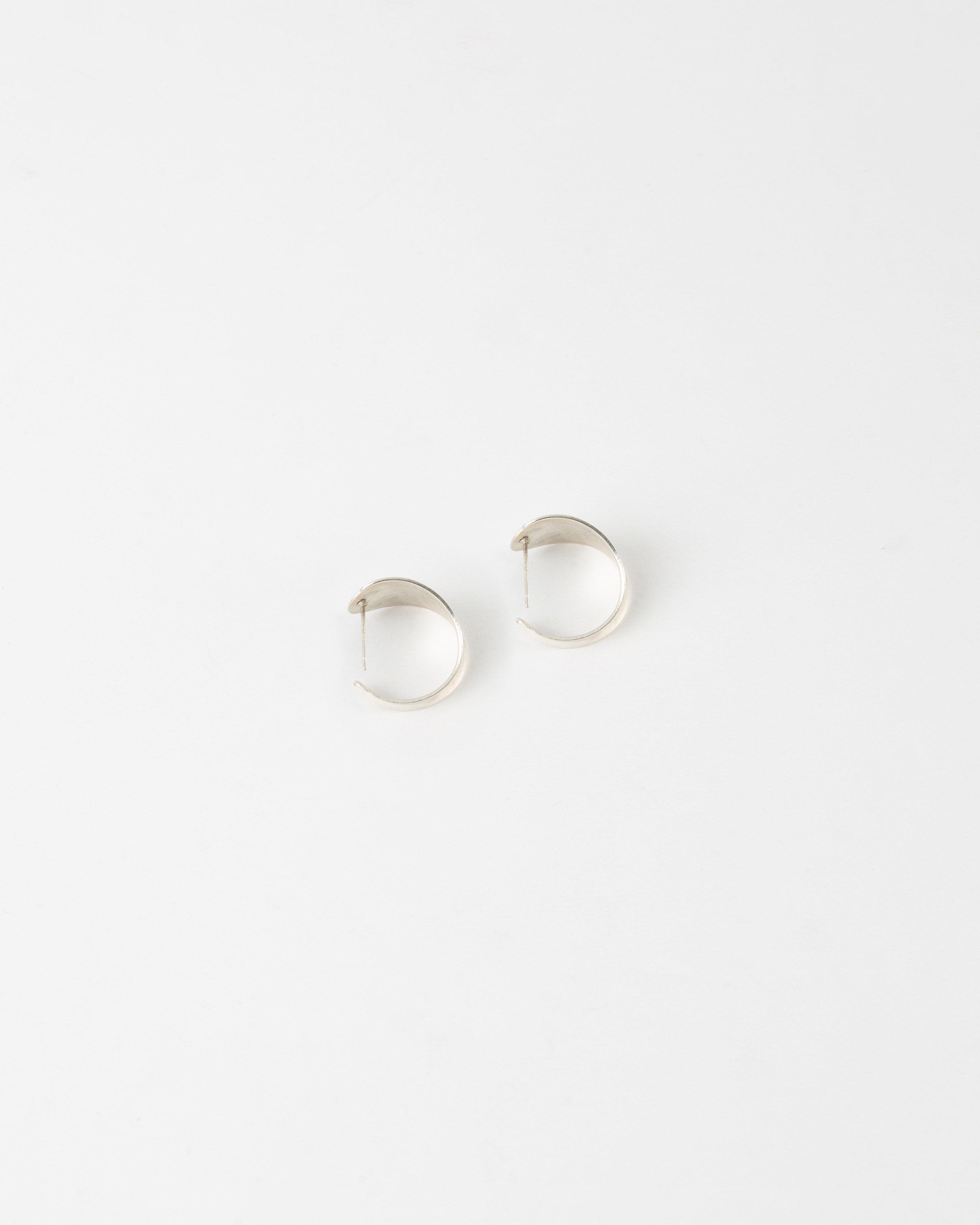 Organic Brushed Disk Stud Earrings -  Silver