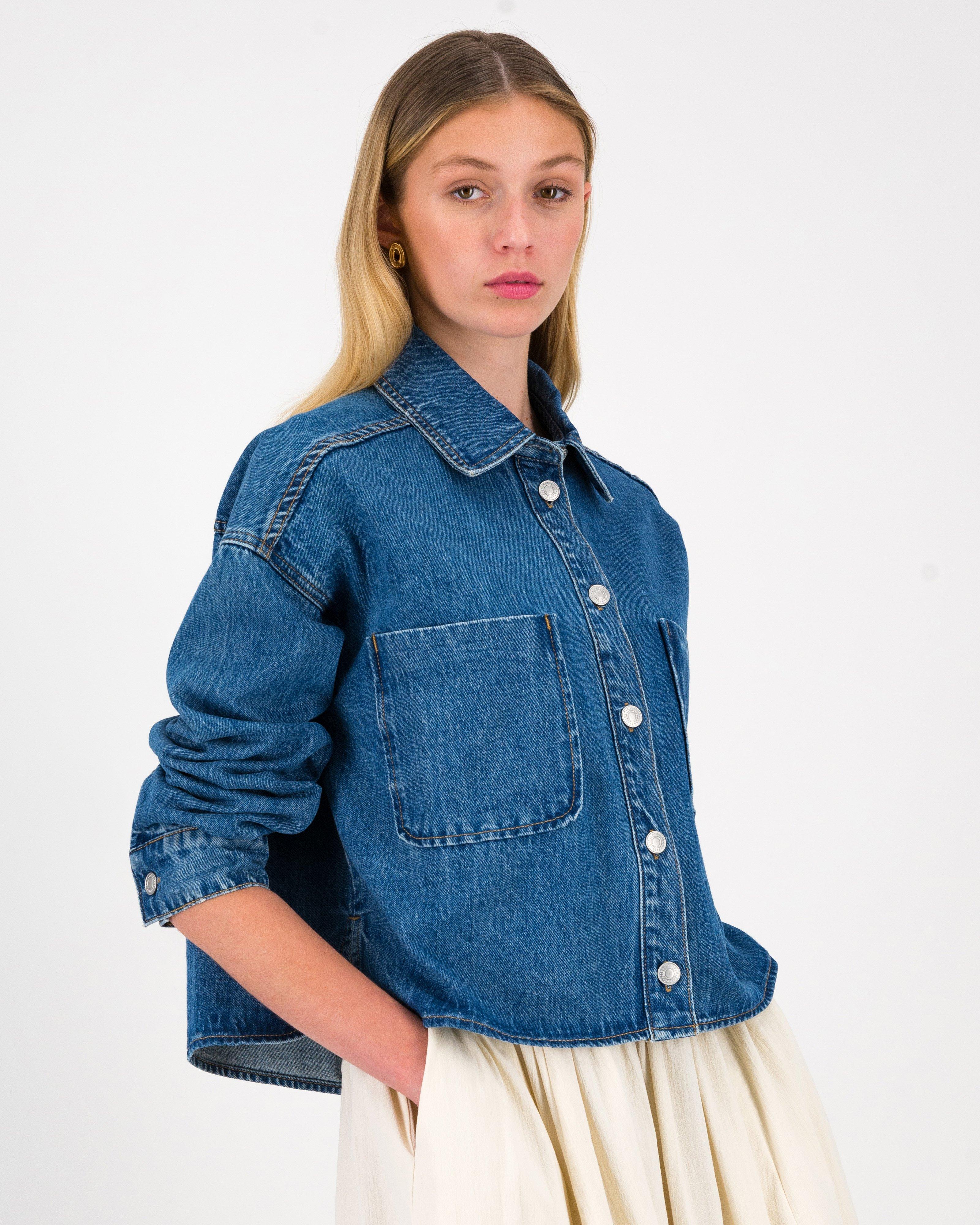 Womens denim shacket sales