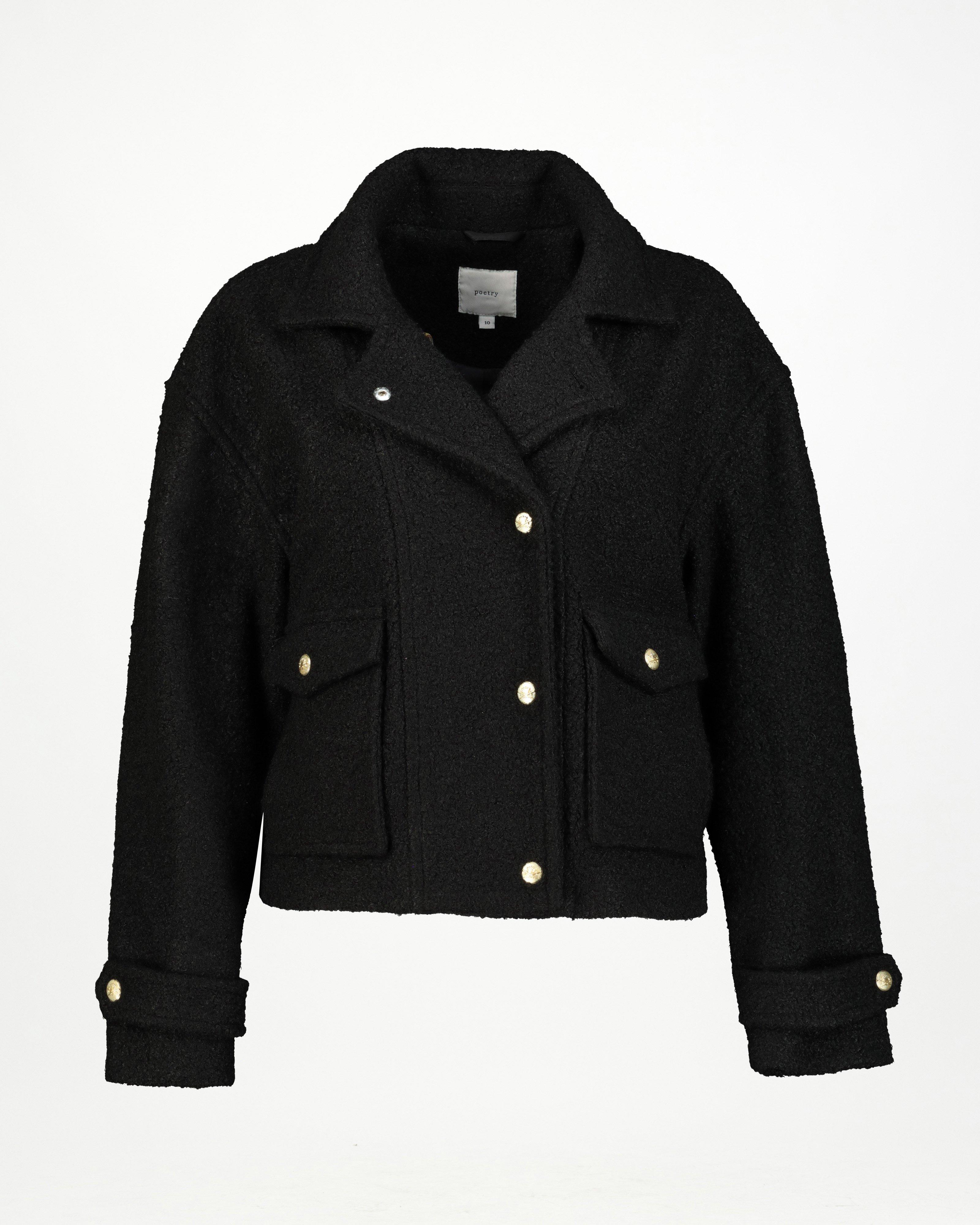 Lia Textured Jacket -  Black