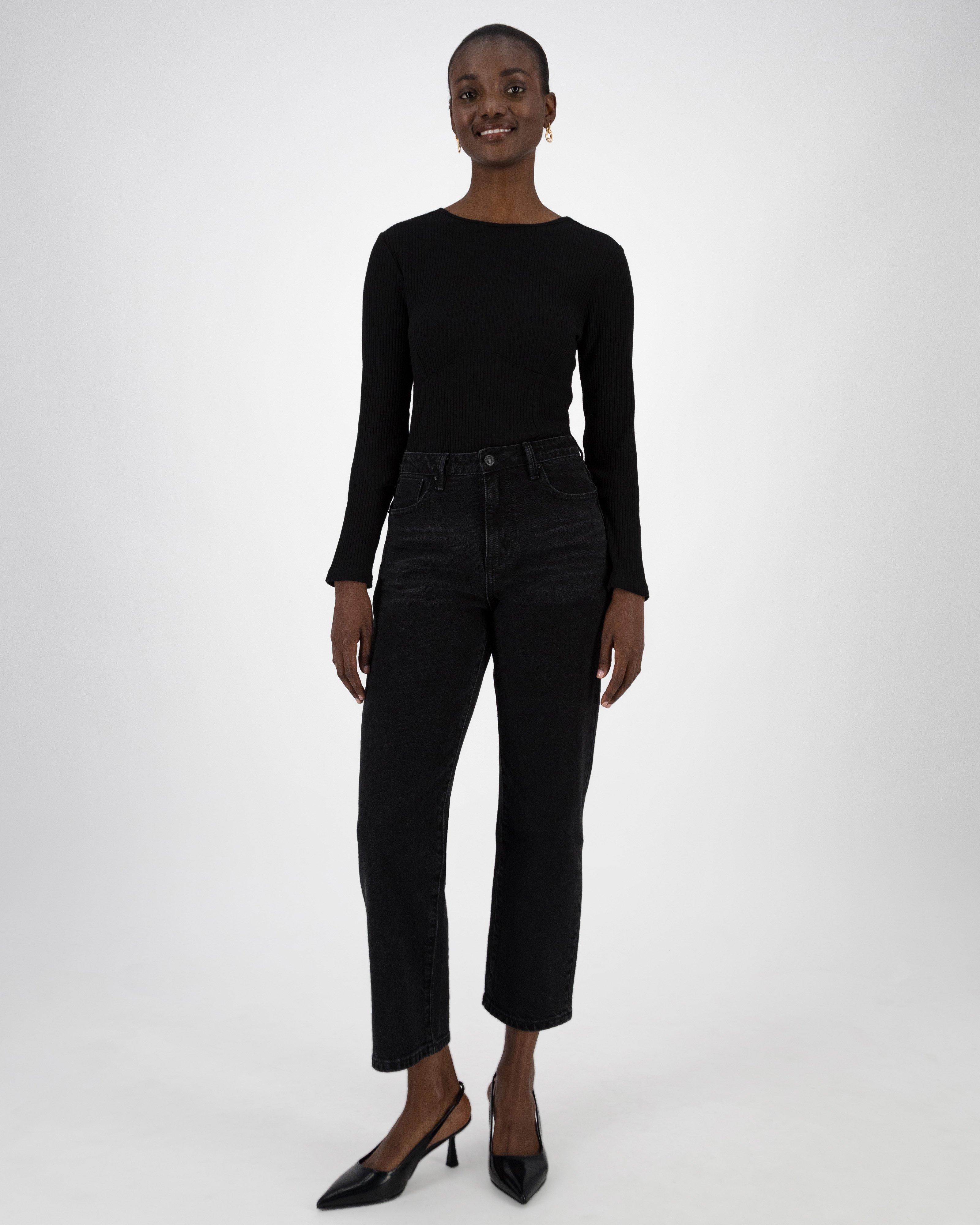 Ekin Corset Ribbed Top -  Black