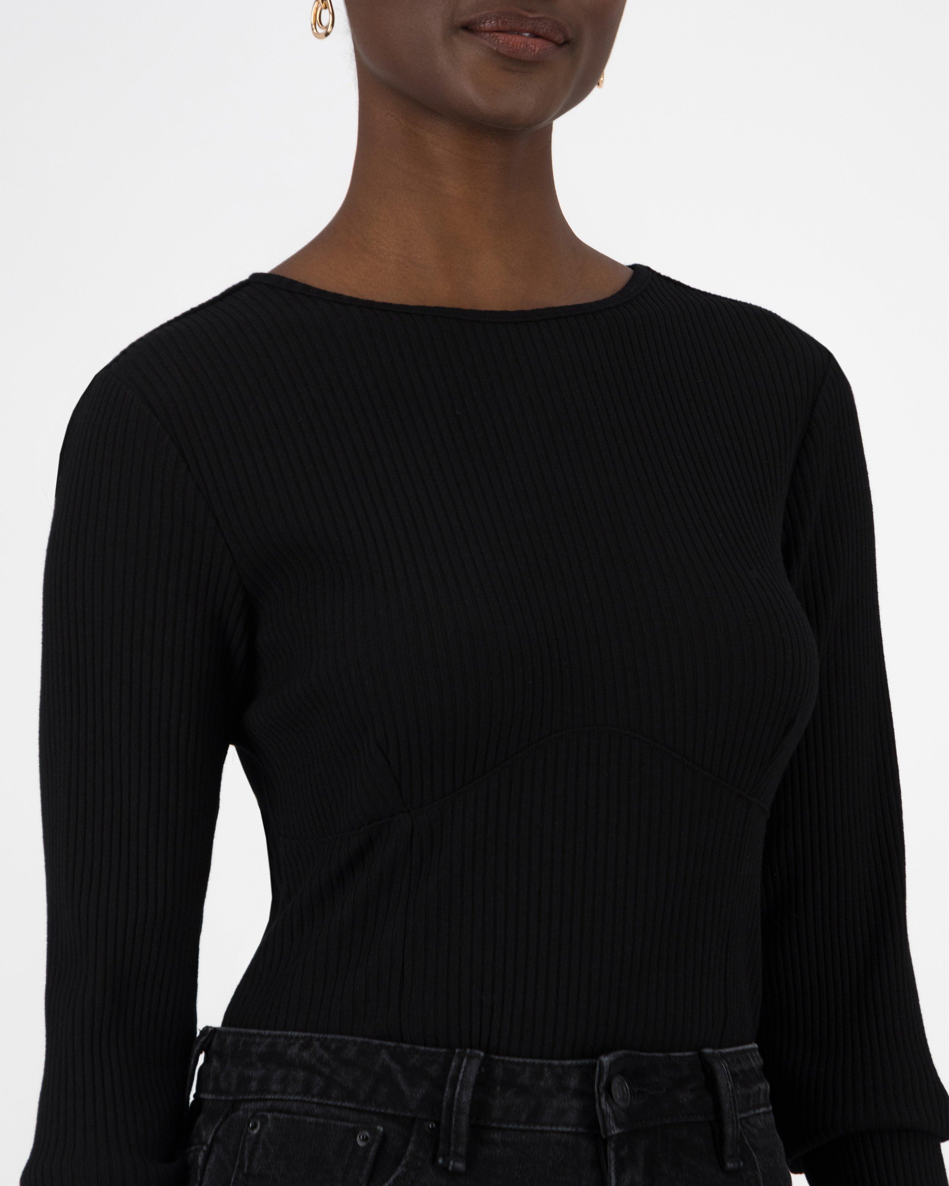 Ekin Corset Ribbed Top -  Black