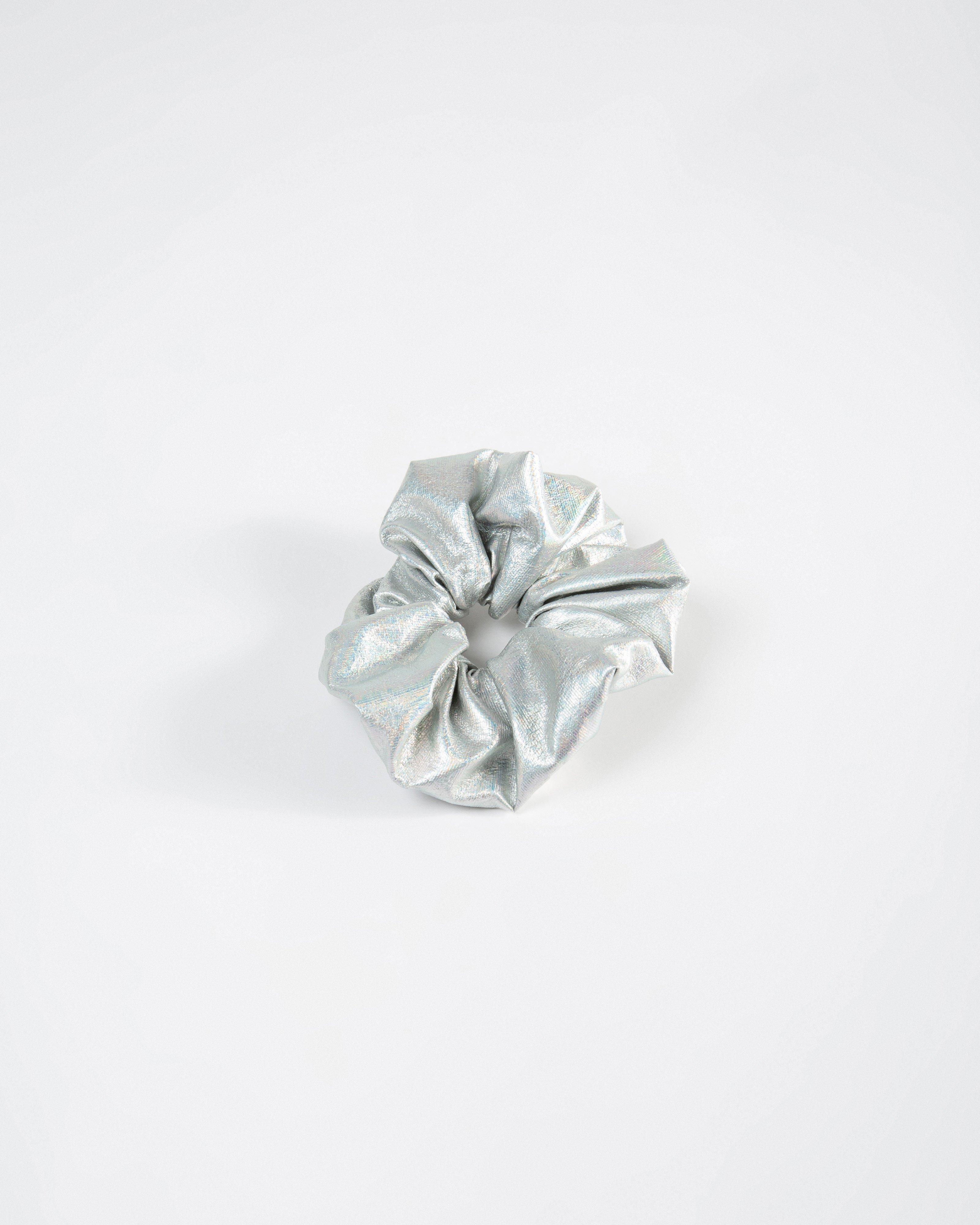 Chrissy Metallic Scrunchie -  Silver