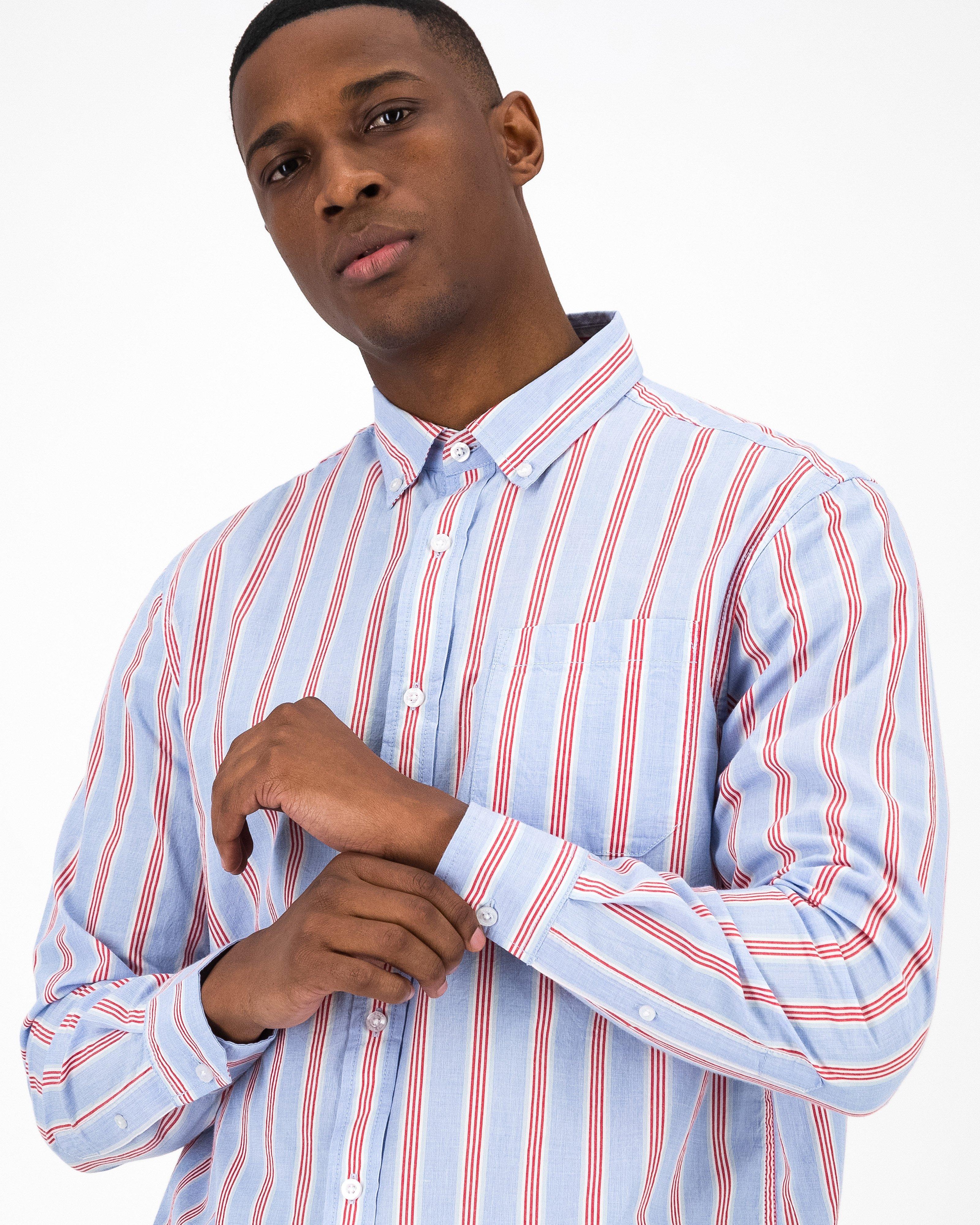 Men’s Arnold Stripe Regular Fit Shirt  -  Light Blue