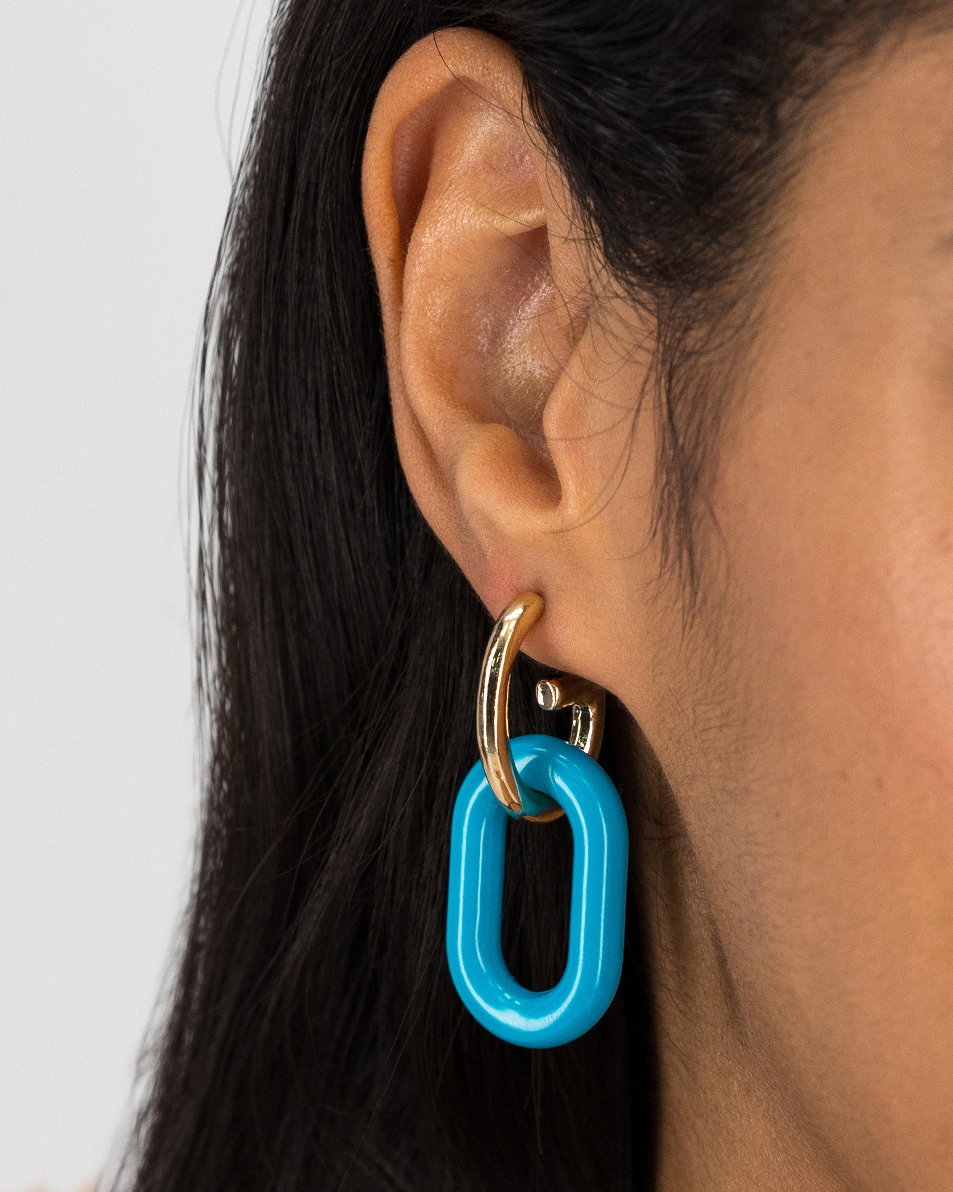 Epoxy Link Drop Earrings -  Turquoise