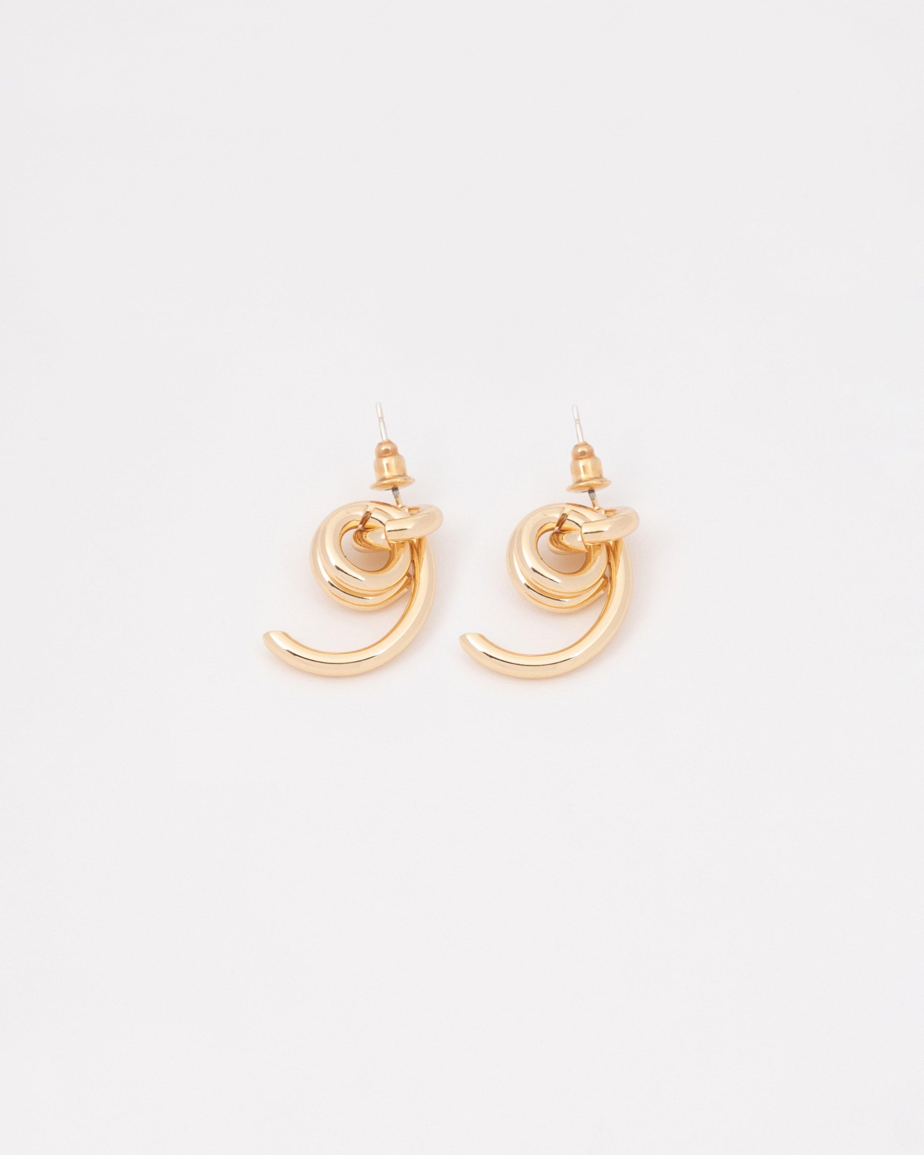 Double Circular Knot Hoop Earrings -  Gold