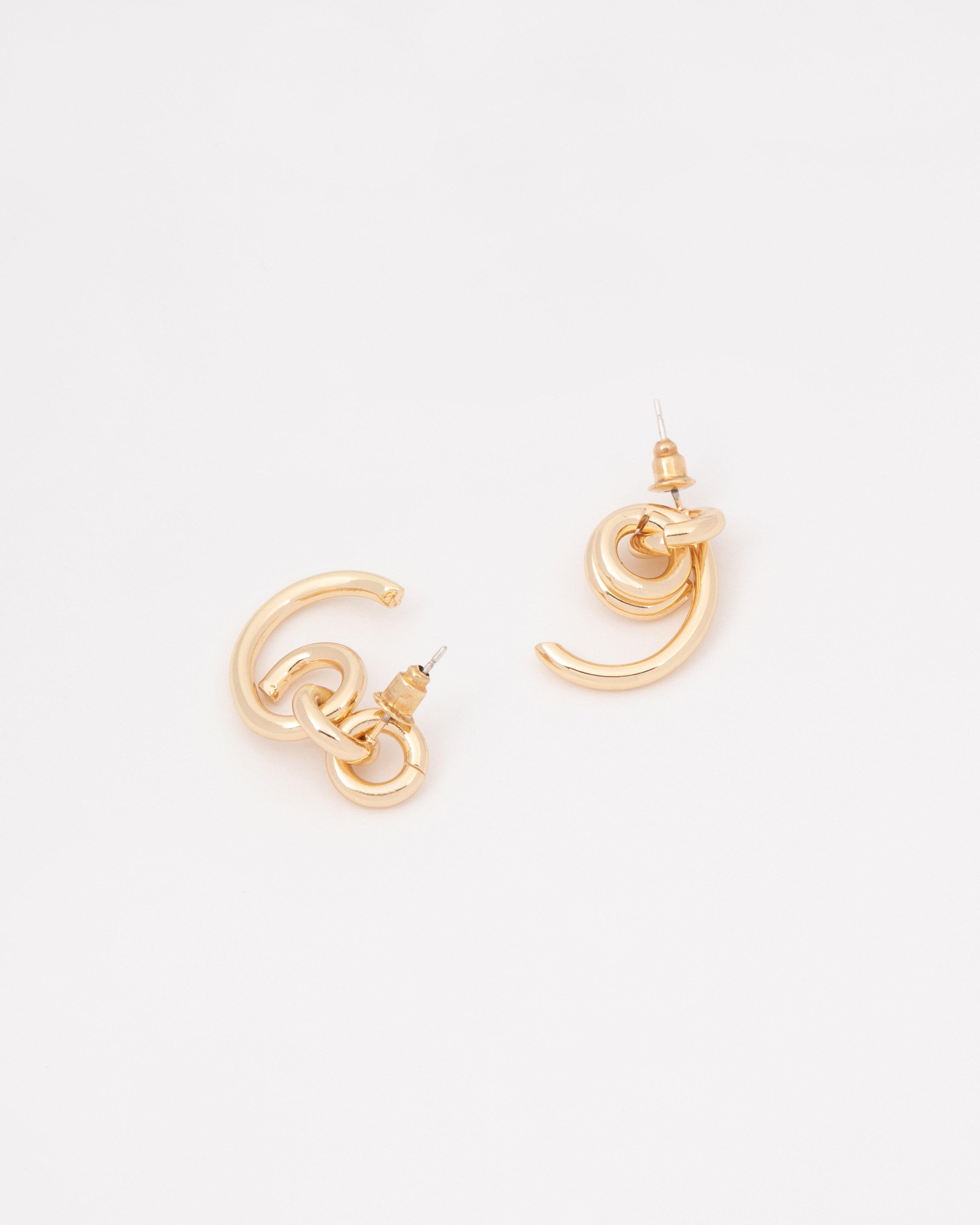 Double Circular Knot Hoop Earrings -  Gold