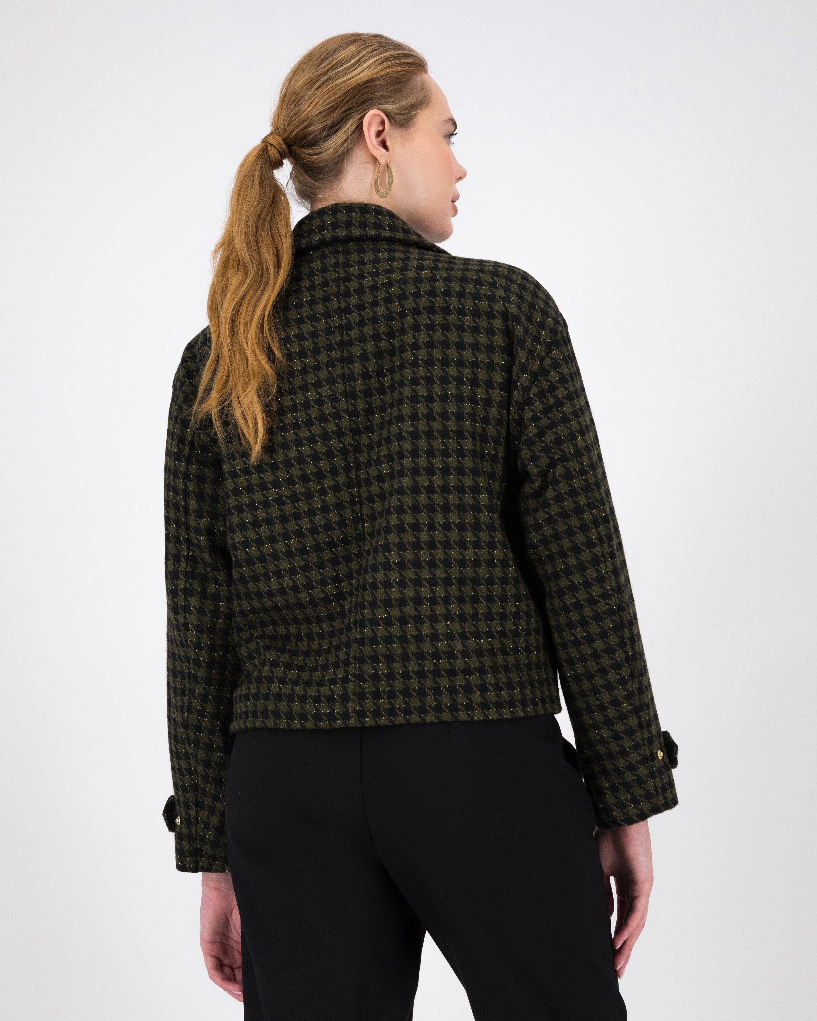 Lia Houndstooth Textured Jacket -  Fatigue