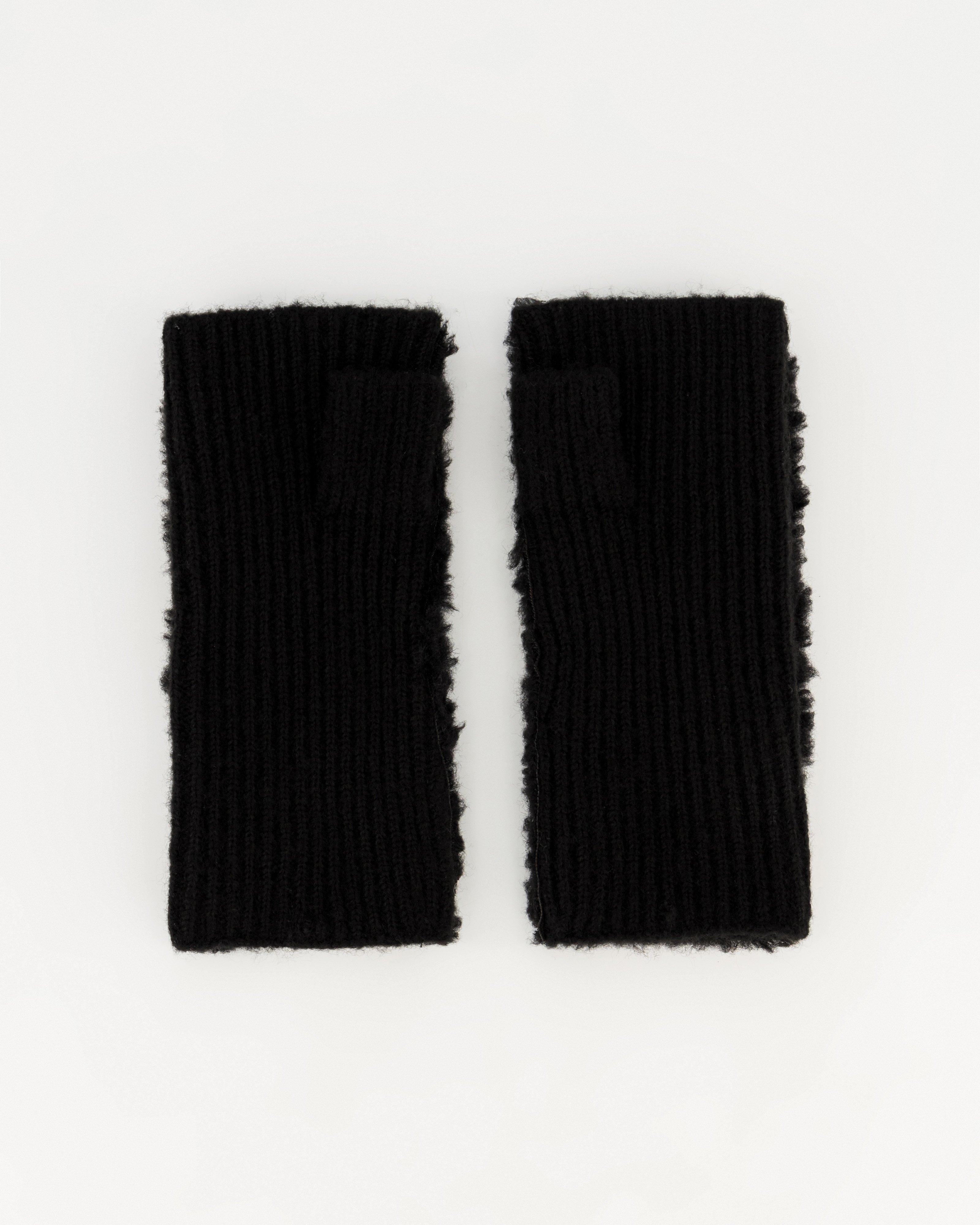 Women’s Teddy Fingerless Gloves -  Black