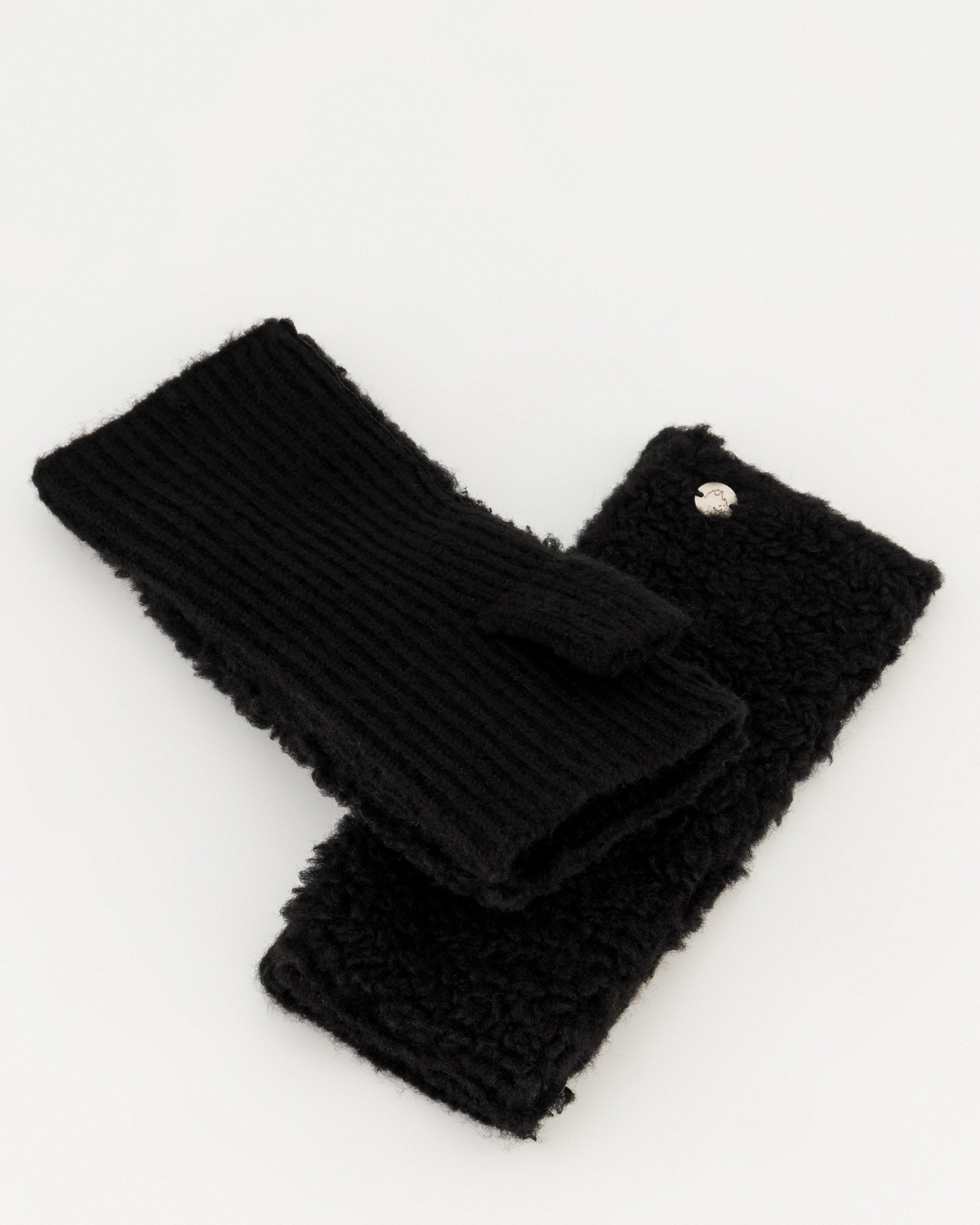 Women’s Teddy Fingerless Gloves -  Black