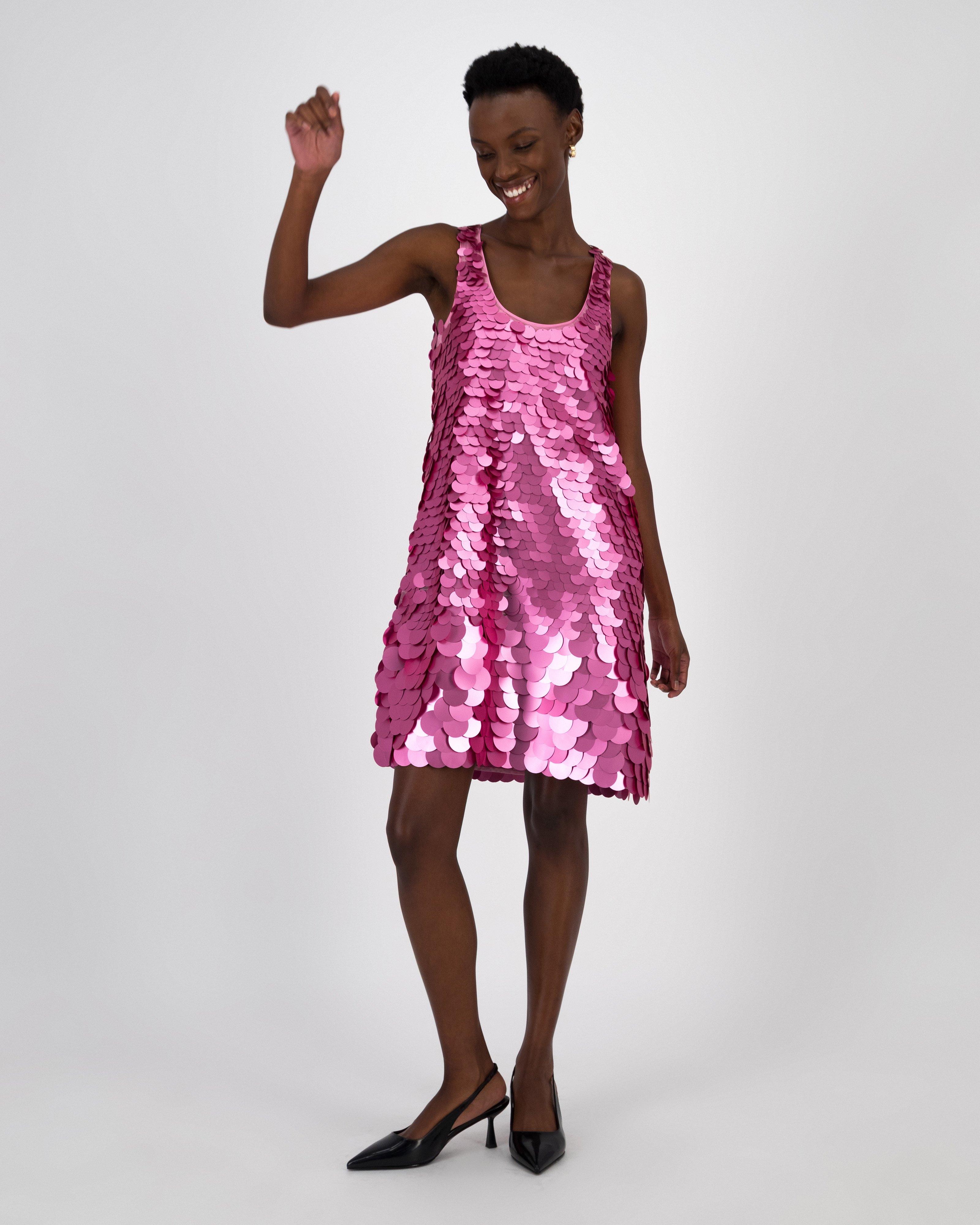 Zola Short Sequin Dress -  Pink