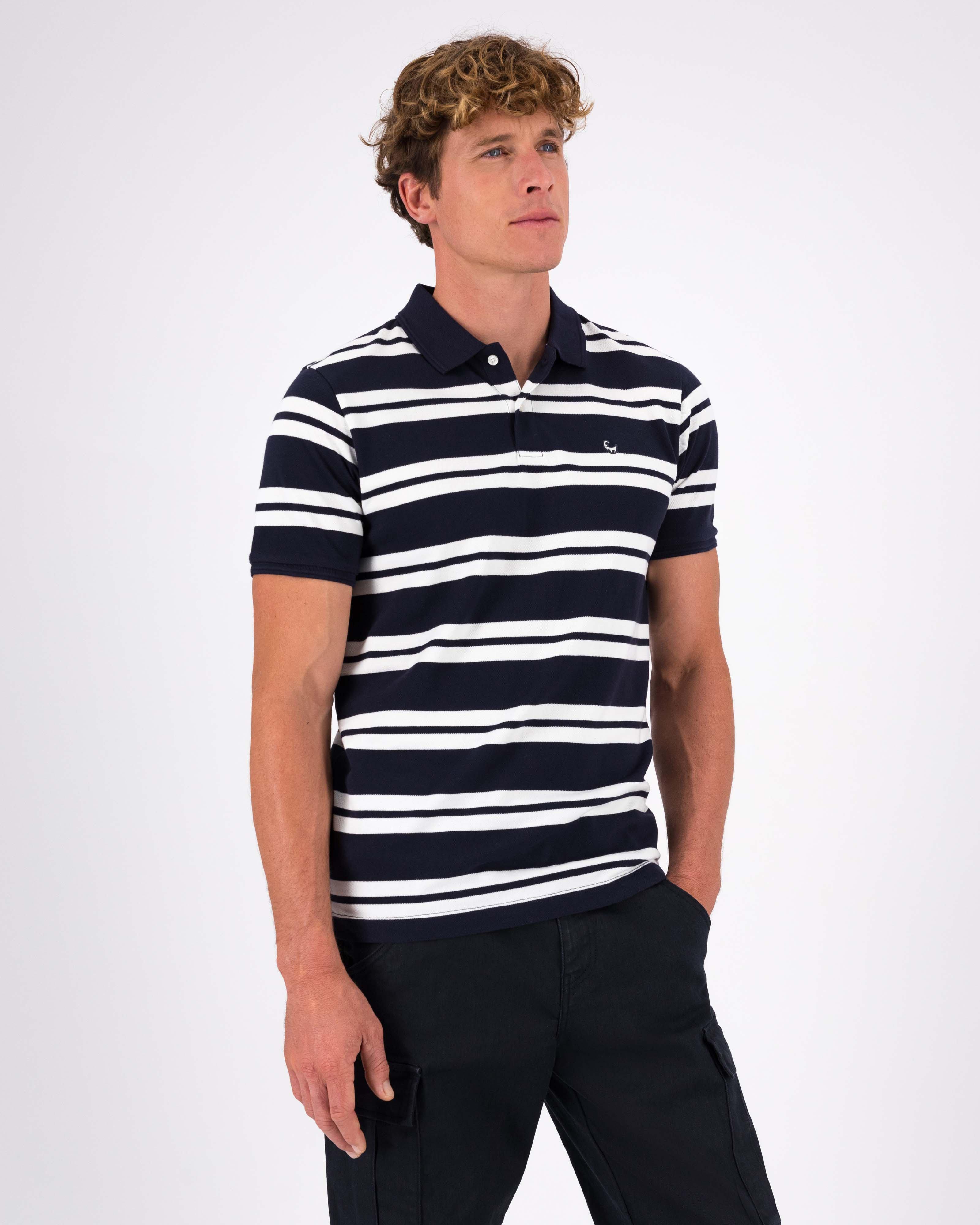 Men’s Ben Yarn Dye Stripe Golfer  -  Navy