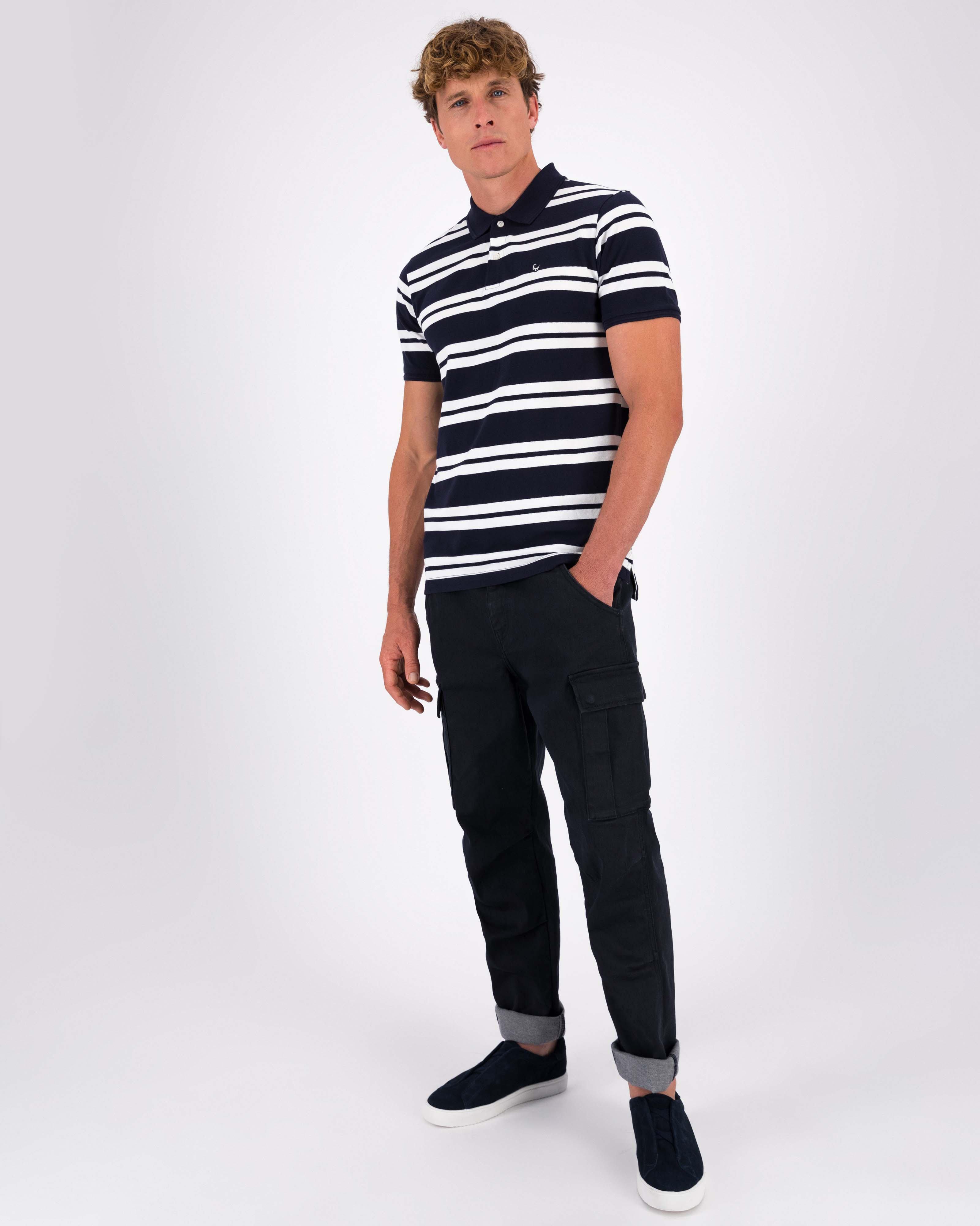 Men’s Ben Yarn Dye Stripe Golfer  -  Navy